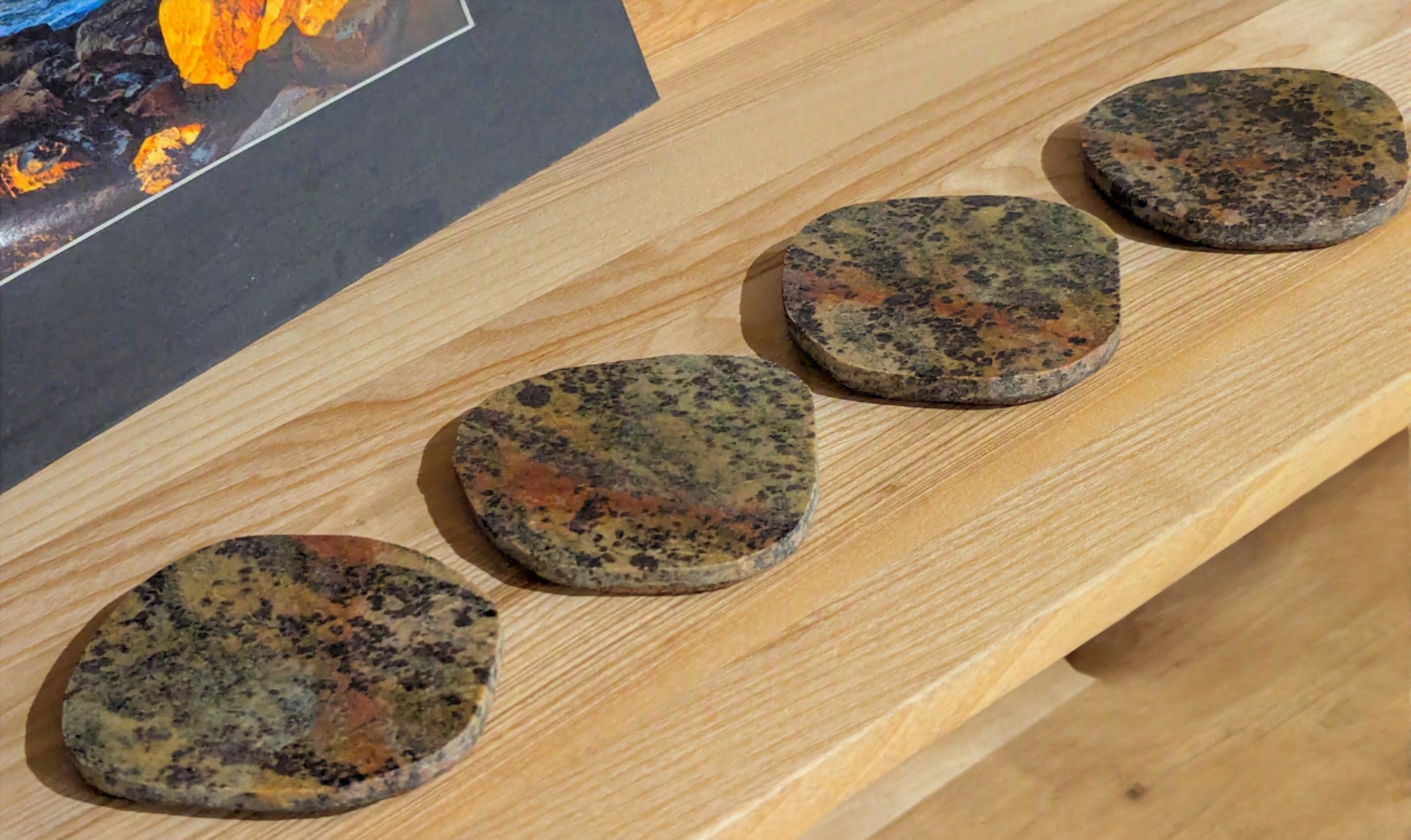 Set of FOUR Polished Mount Magnet Jasper Cup Coasters