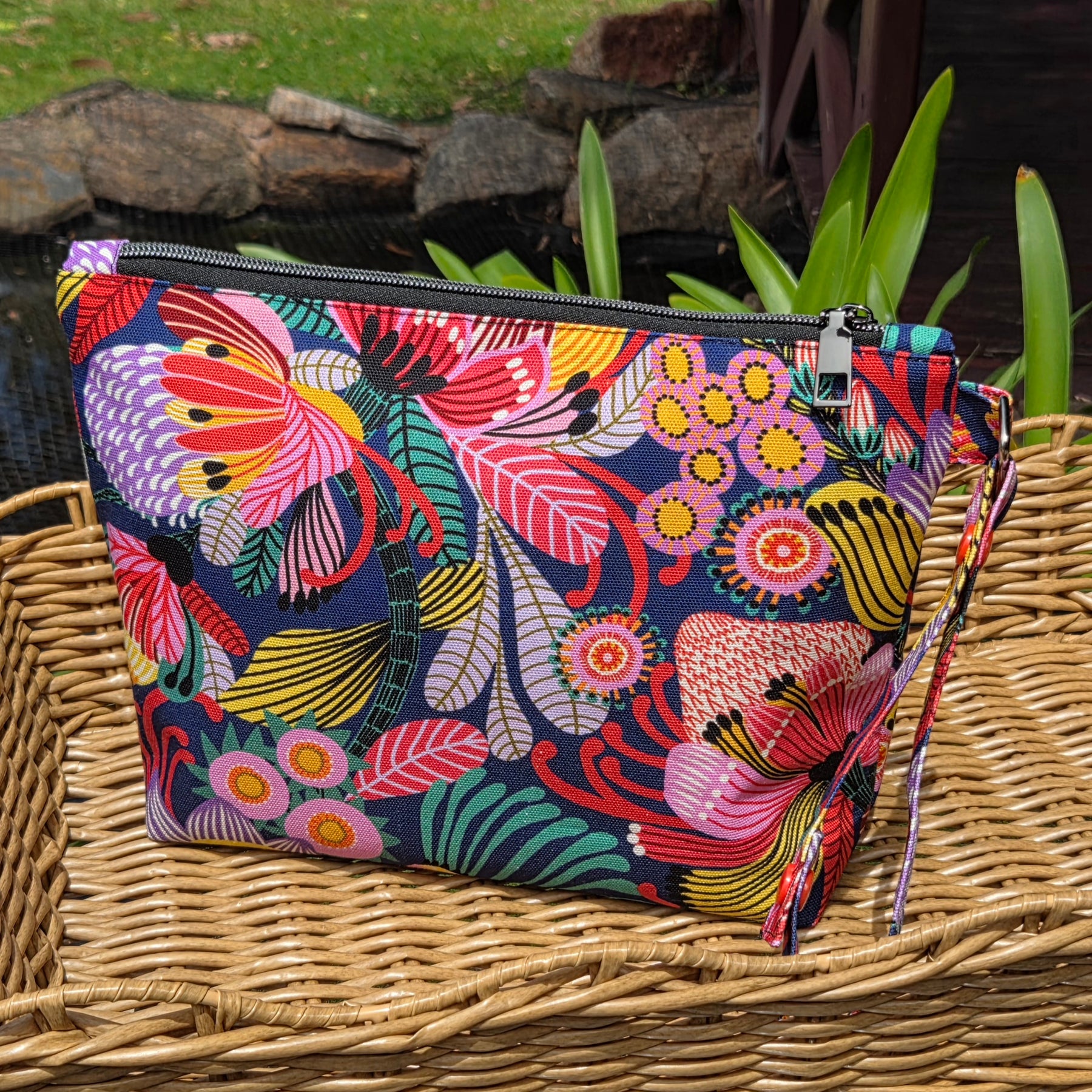 Jumbo Pouch, Colourful floral fabric