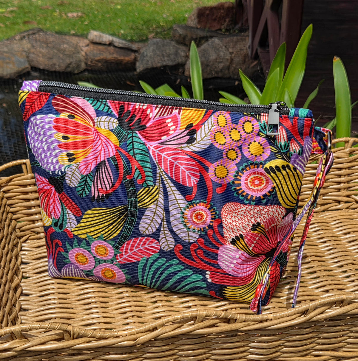 Jumbo Pouch, Colourful floral fabric