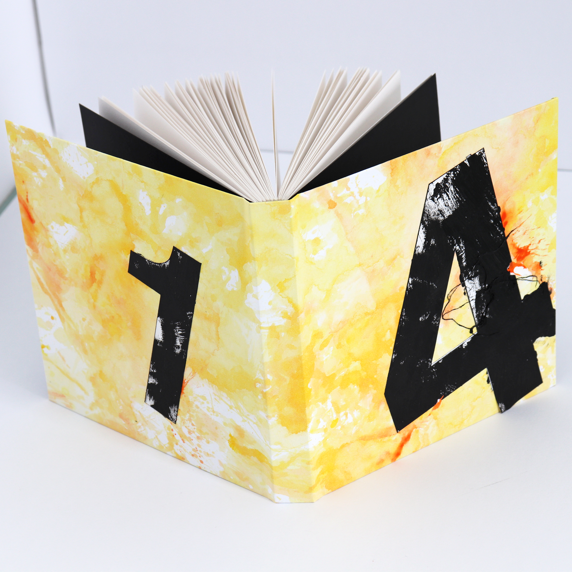 Yellow and black lay flat grunge design journal