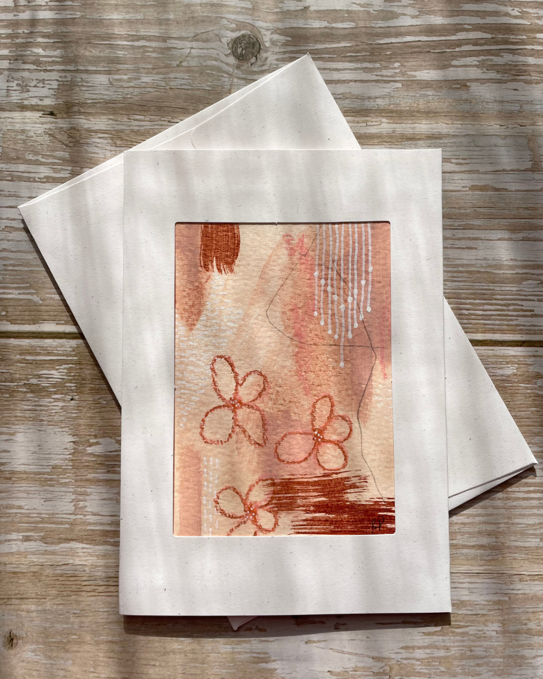 Original Mixed Media Greeting Cards I Peach Abstract Collection