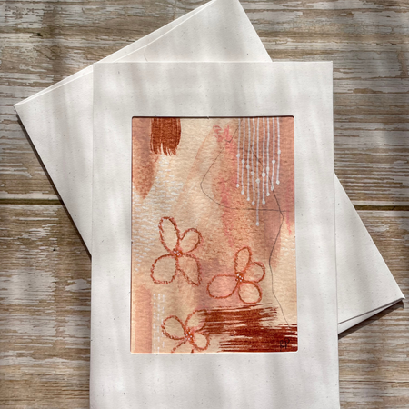 Original Mixed Media Greeting Cards I Peach Abstract Collection