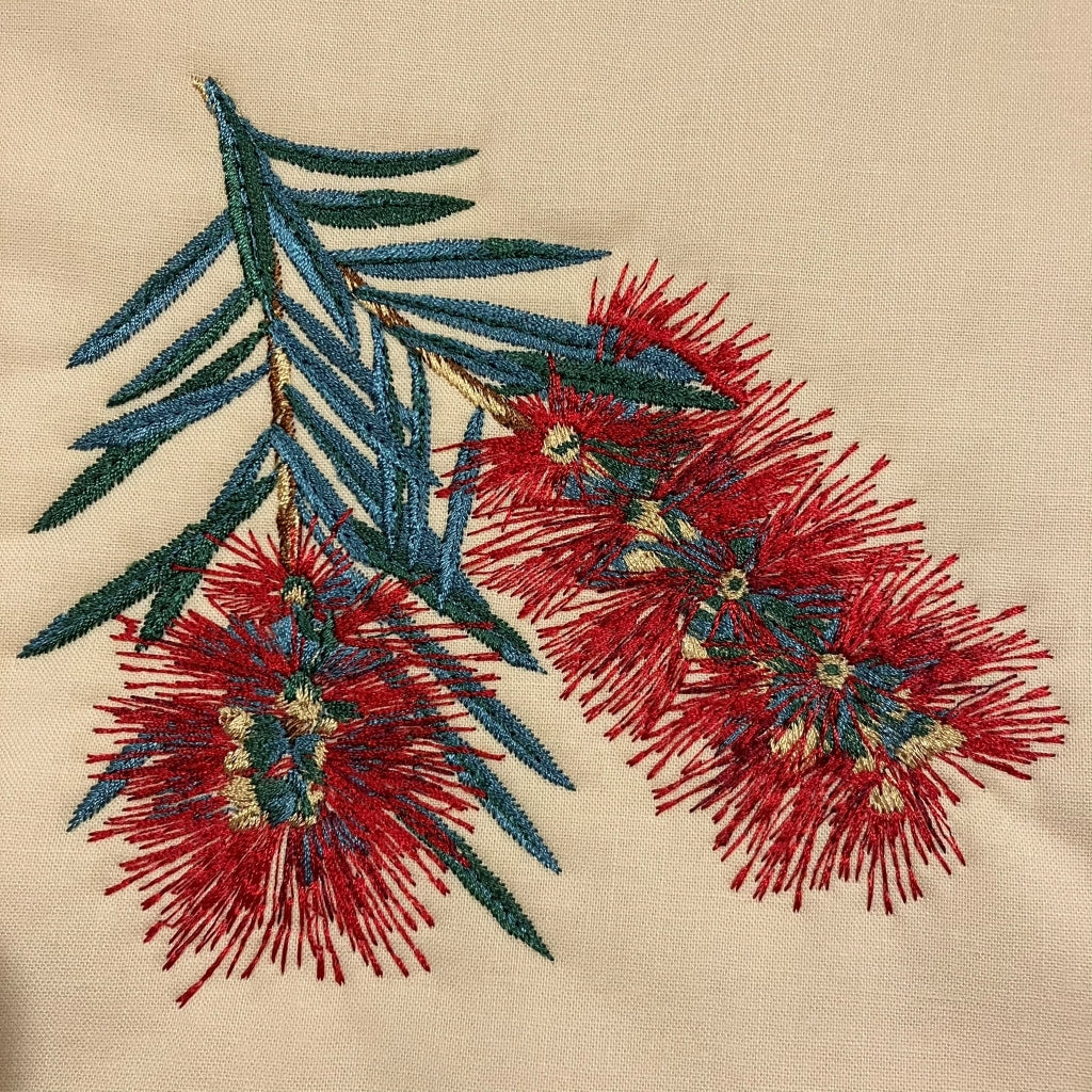 handmade Australian native quilted - bottlebrush