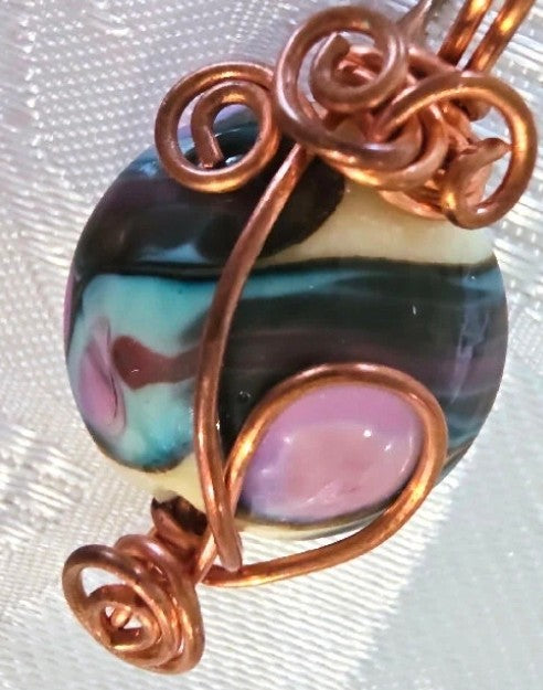 Handcrafted Wire Wrapped Lampwork Pendant FREE POST