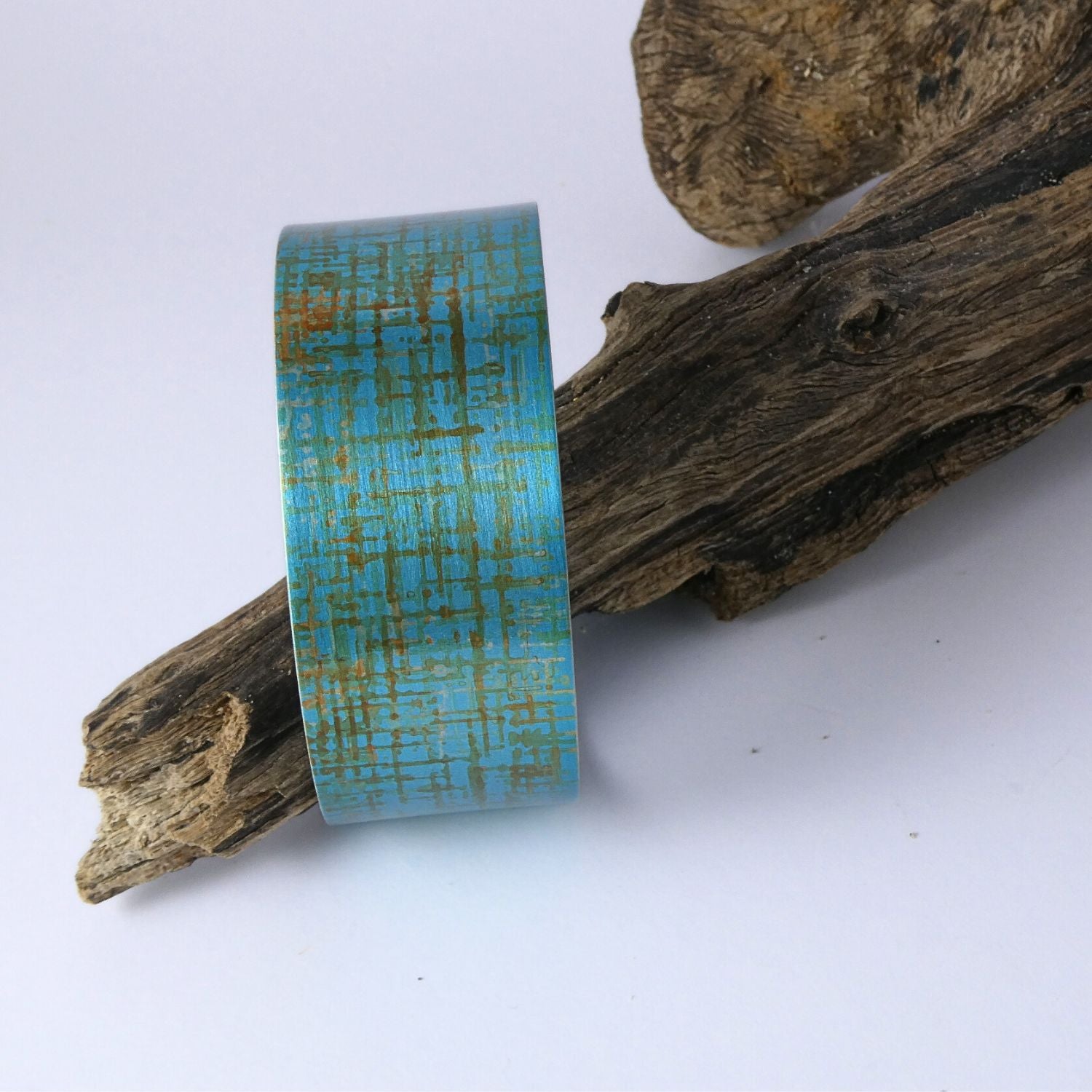 Anodized aluminium bangle hand printed Intersect Collection