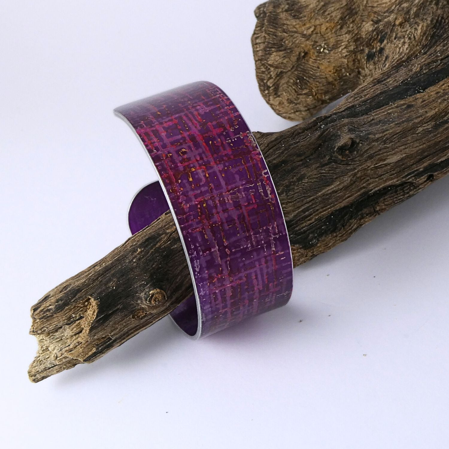 Anodized aluminium bangle hand printed Intersect Collection
