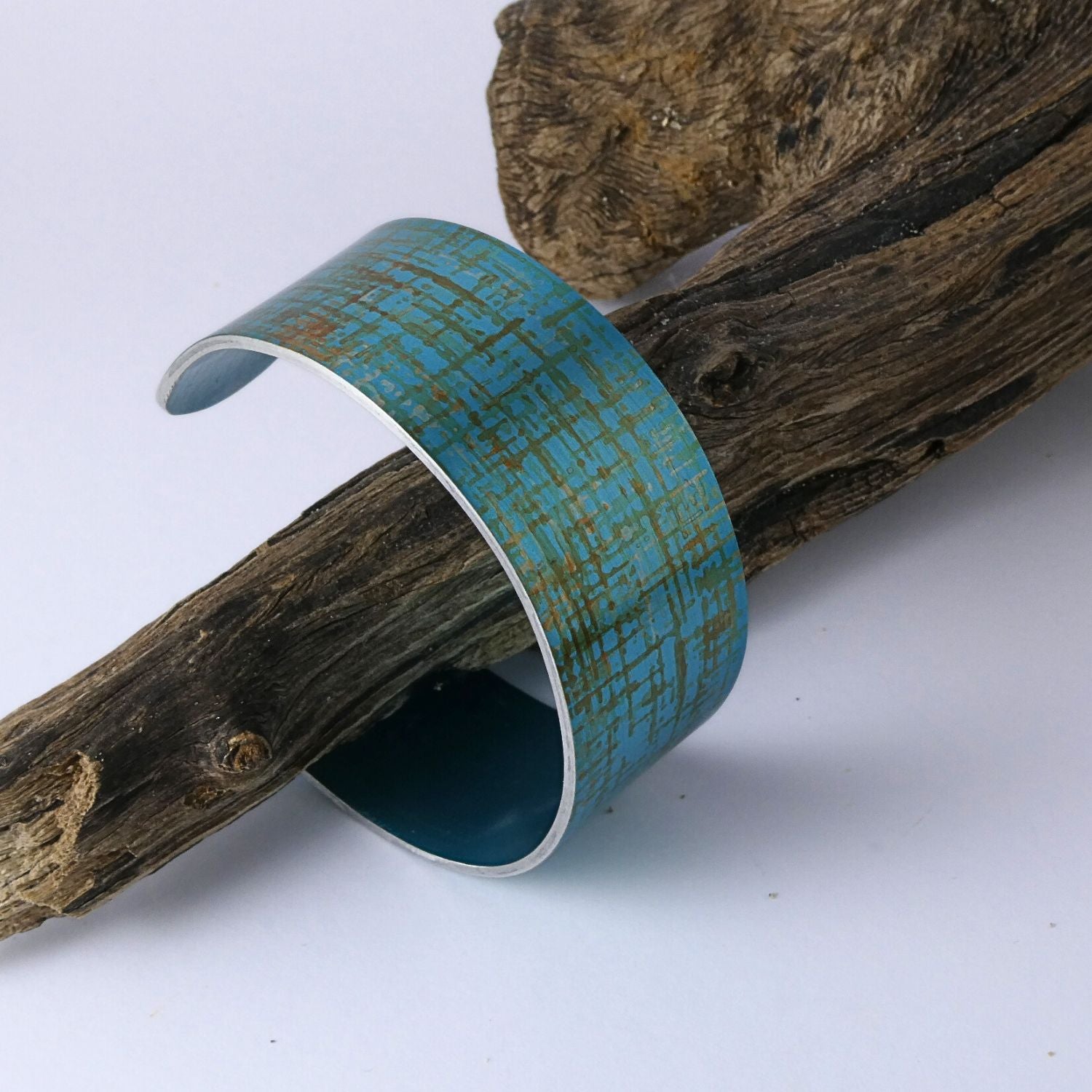Anodized aluminium bangle hand printed Intersect Collection