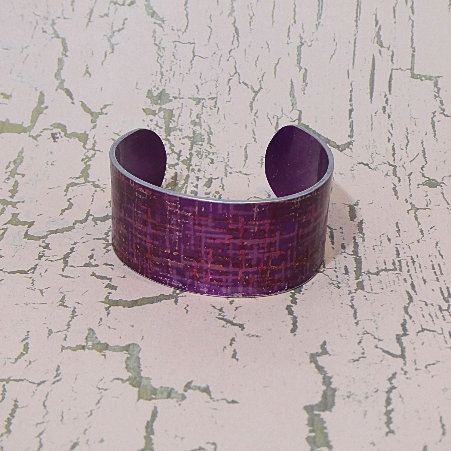 Anodized aluminium bangle hand printed Intersect Collection