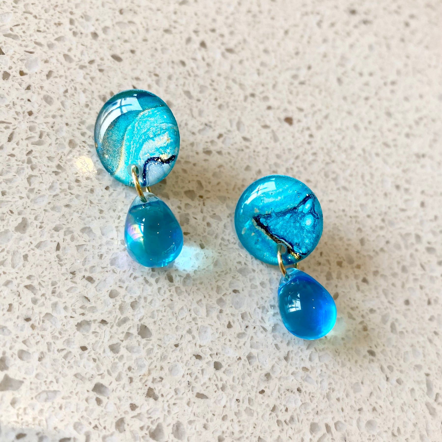 Turquoise and Gold Drop Earrings