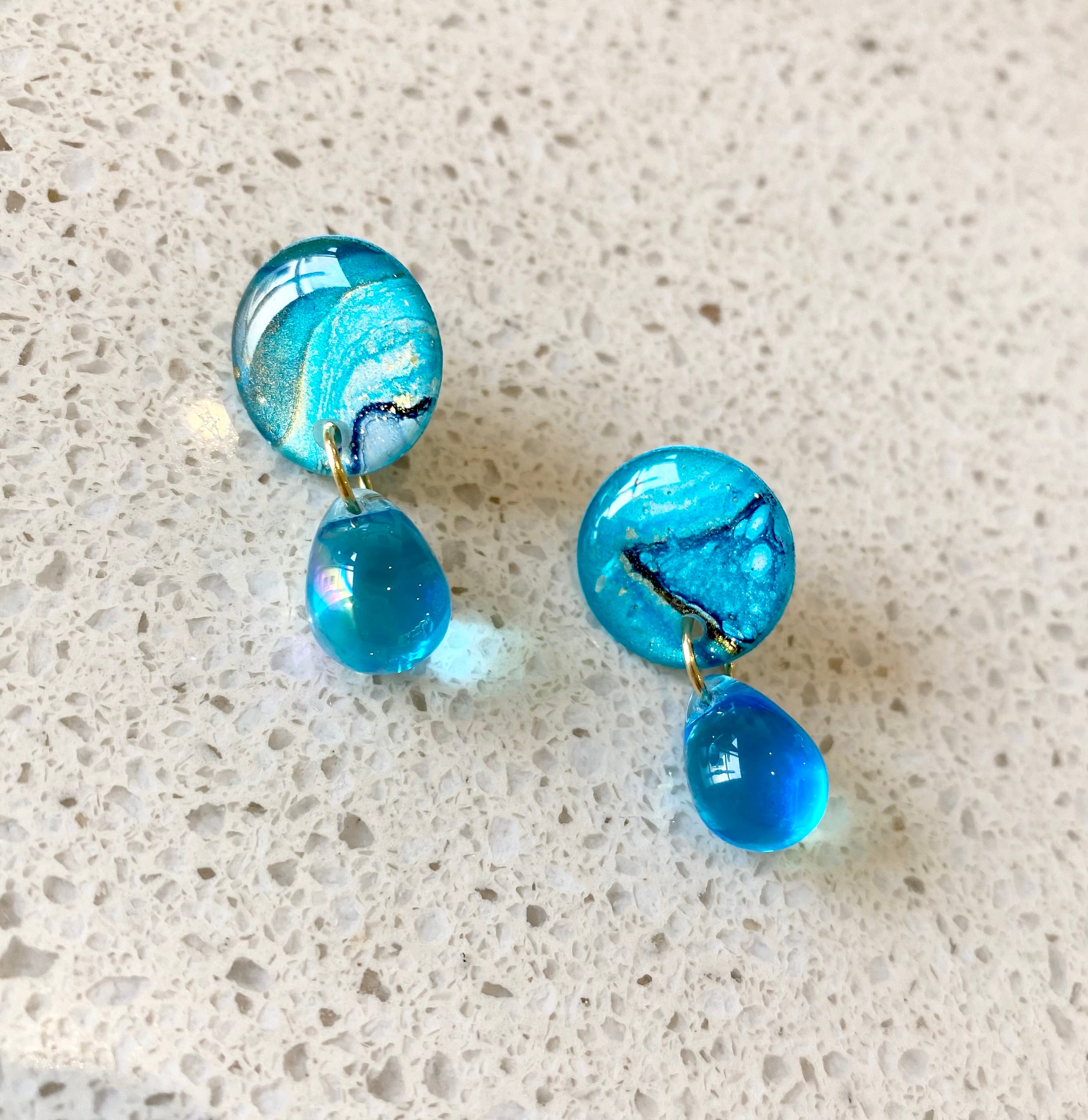 Turquoise and Gold Drop Earrings