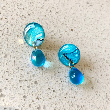 Turquoise and Gold Drop Earrings
