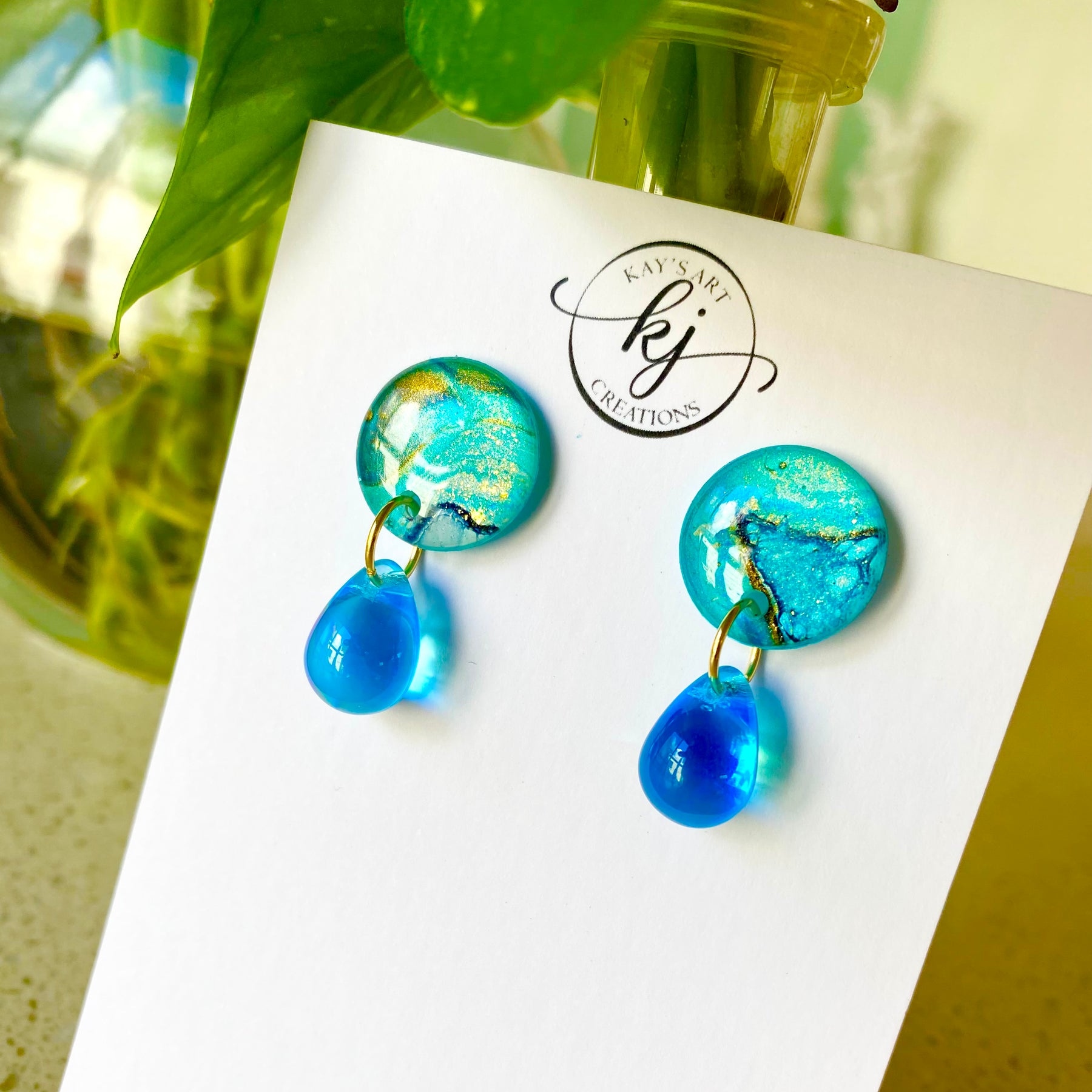 Turquoise and Gold Drop Earrings