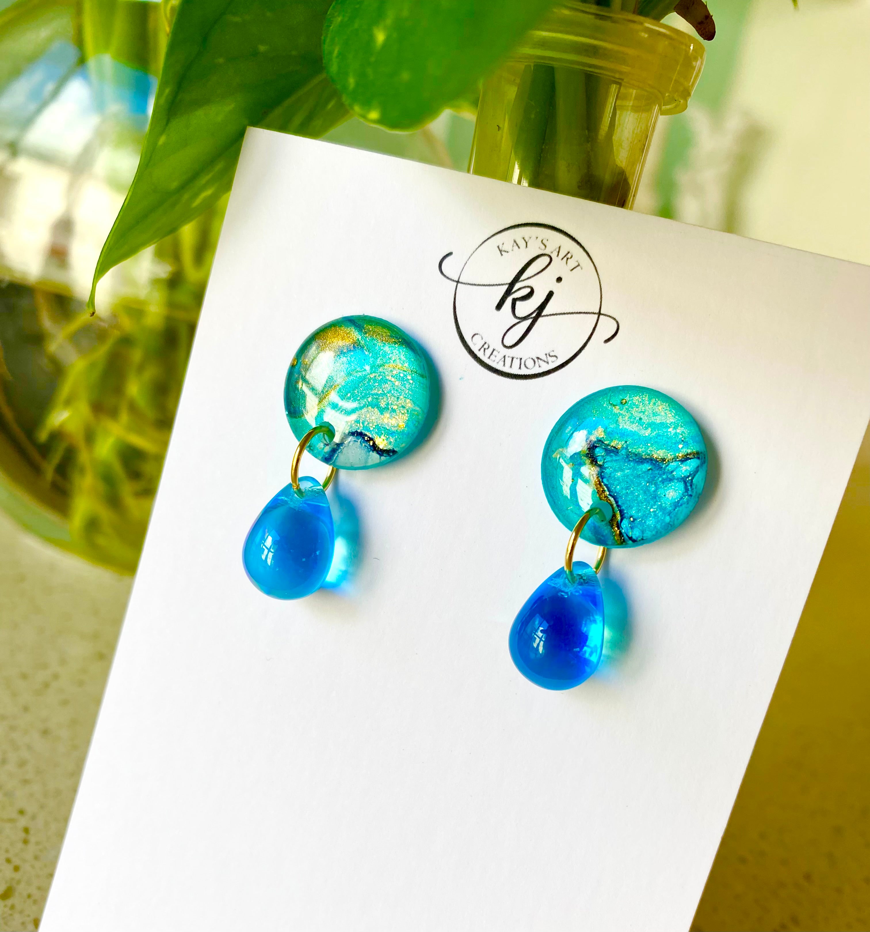 Turquoise and Gold Drop Earrings