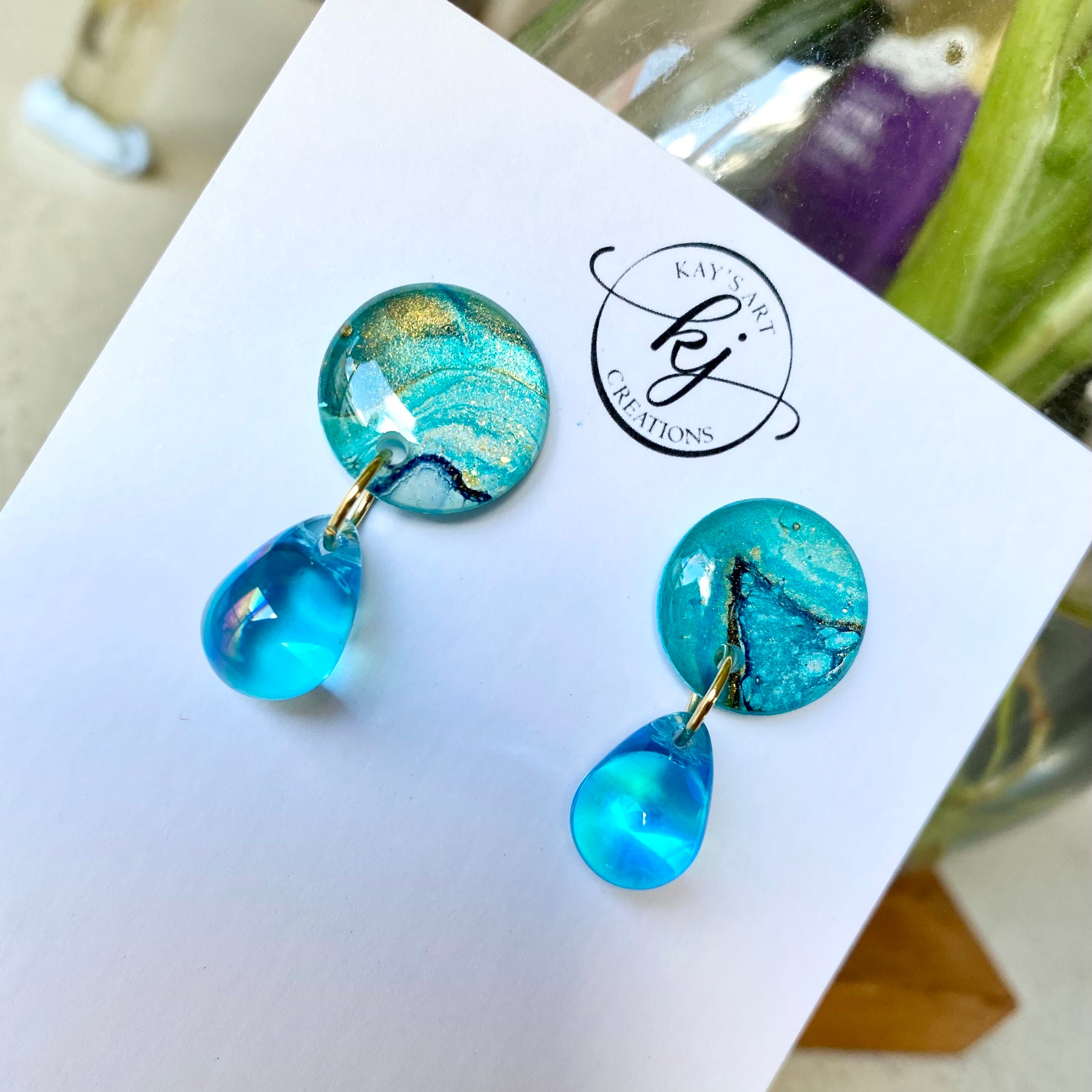 Turquoise and Gold Drop Earrings