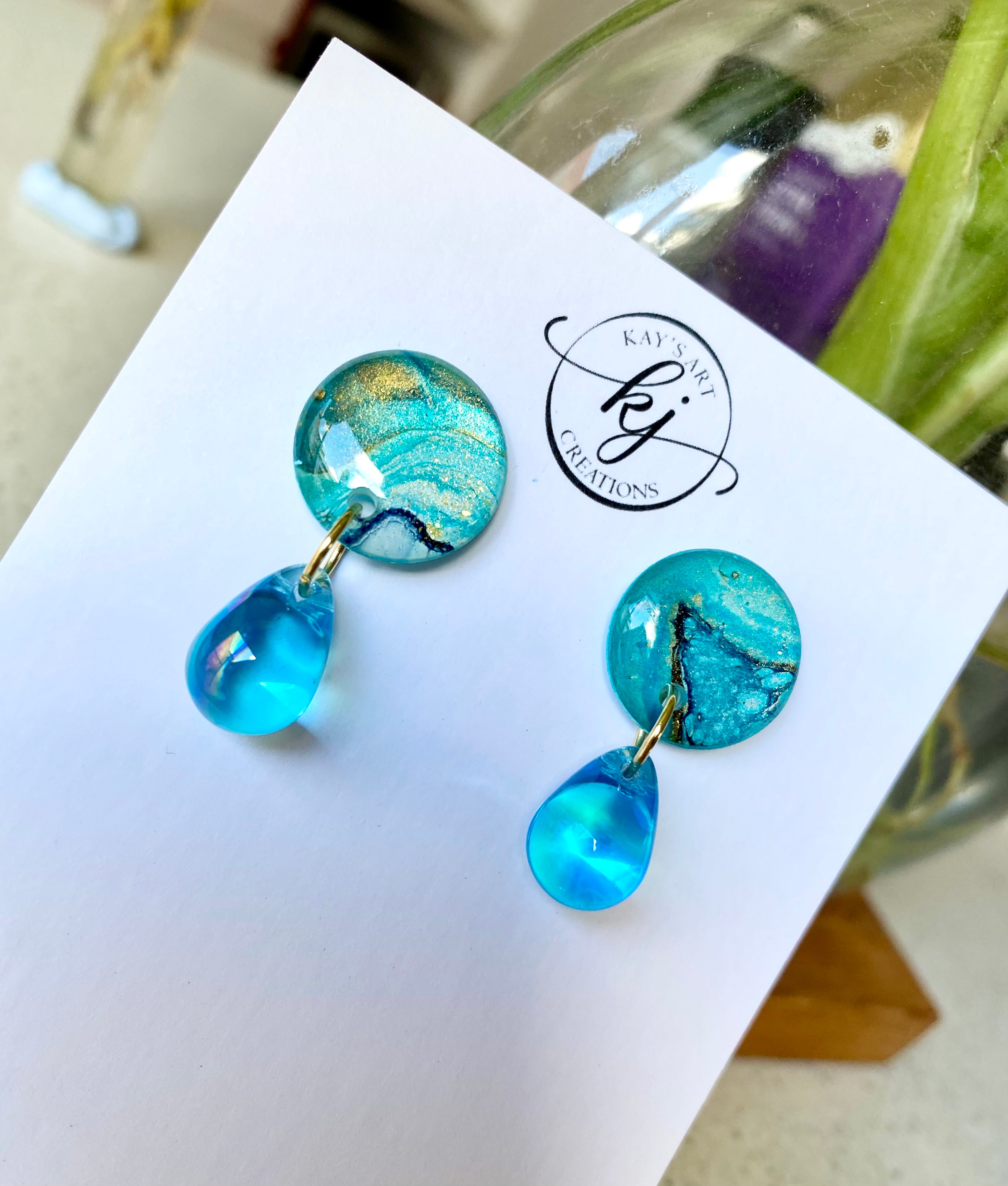 Turquoise and Gold Drop Earrings