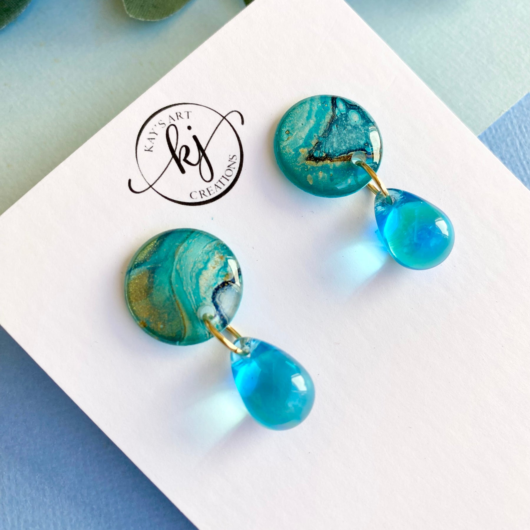 Turquoise and Gold Drop Earrings