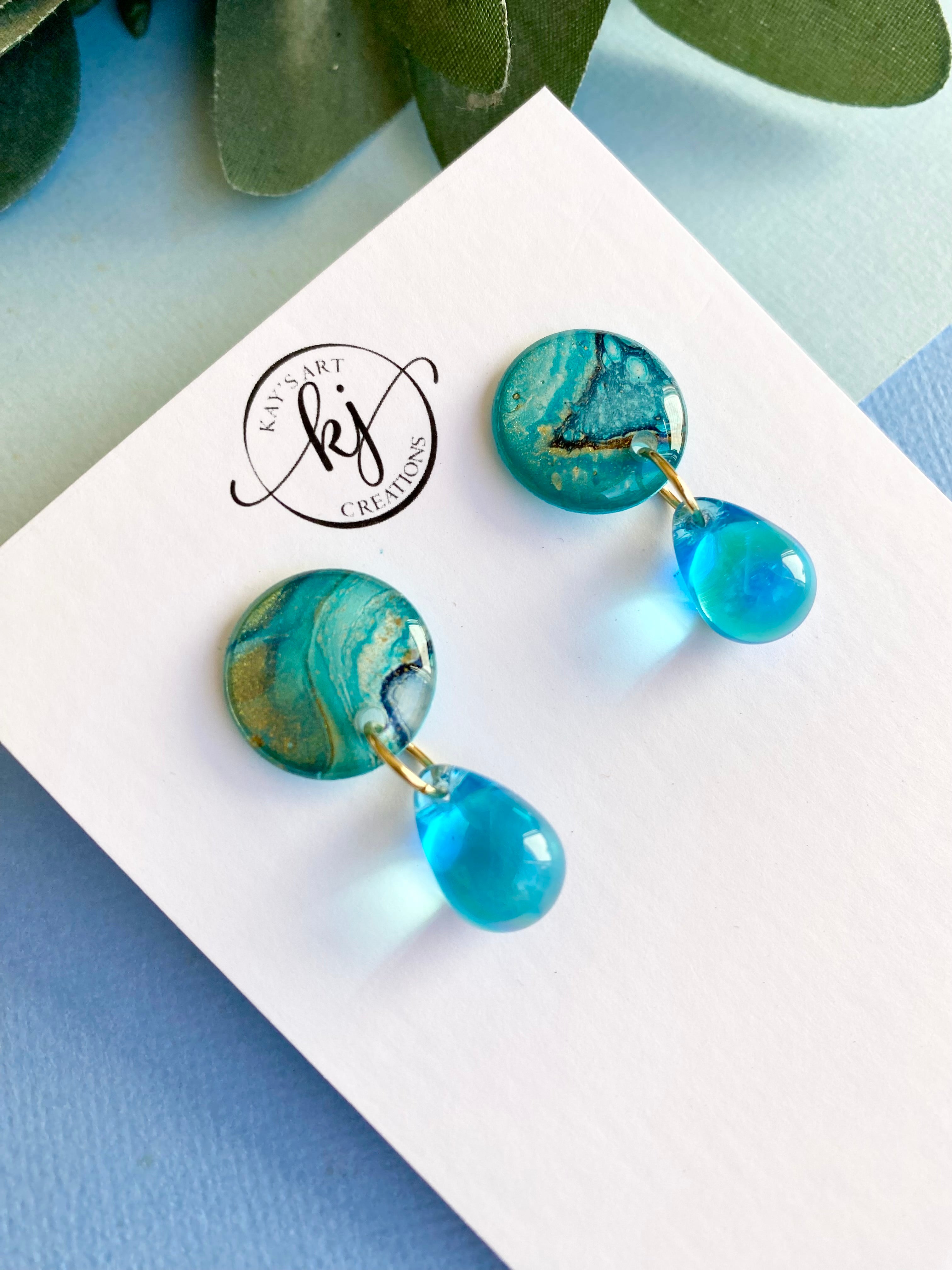 Turquoise and Gold Drop Earrings