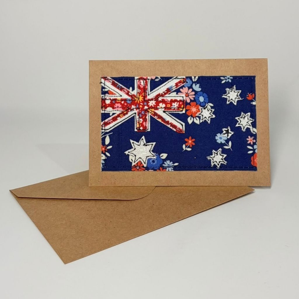 Australian Flag - Handmade Fabric Greeting Card