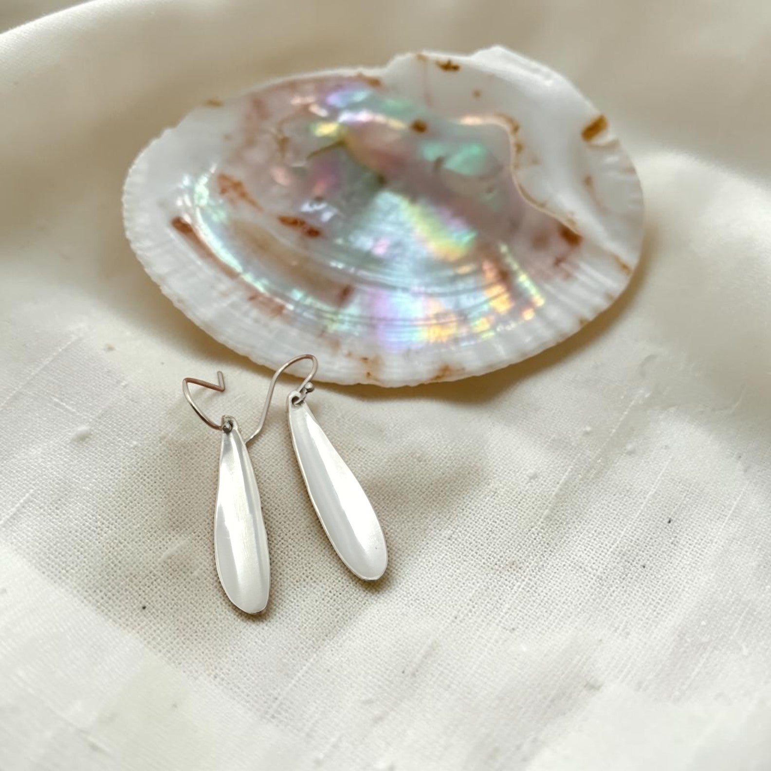 Oyster Spoon Bowl Earrings – Sterling Silver | Handmade Vintage Jewellery