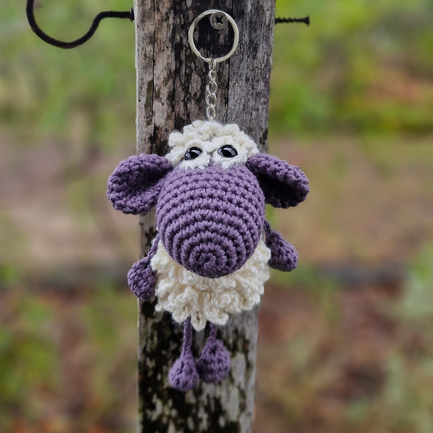 Adorable Grey Hand-Crocheted Sheep Keychain!