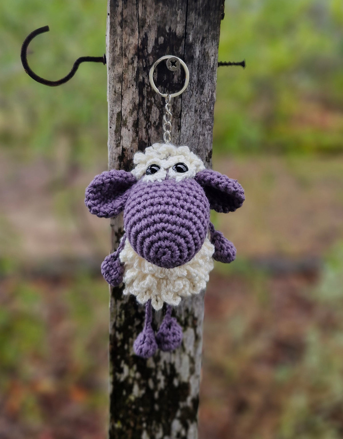 Adorable Grey Hand-Crocheted Sheep Keychain!