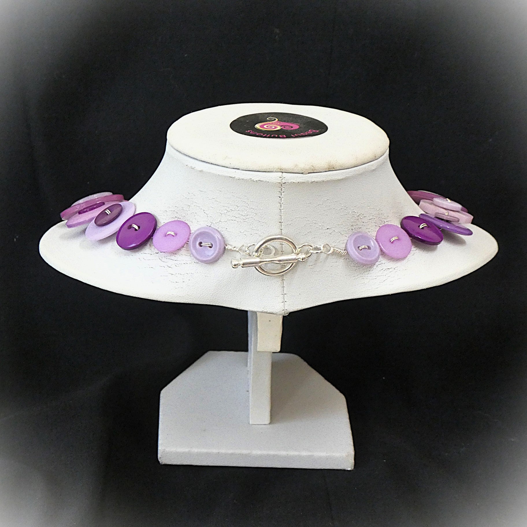 Button necklace and stud earrings - Lilac Delight