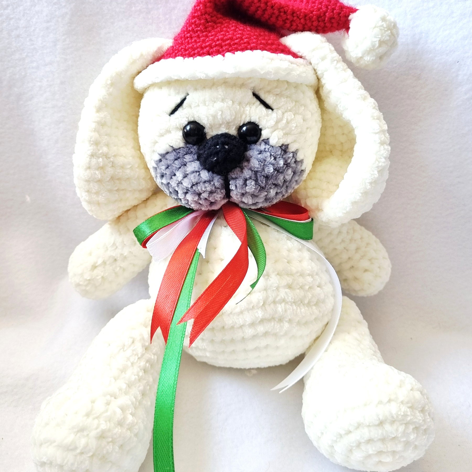 HANDMADE - Plushy Puppy ready for Christmas - Soft and Cuddly - BB09