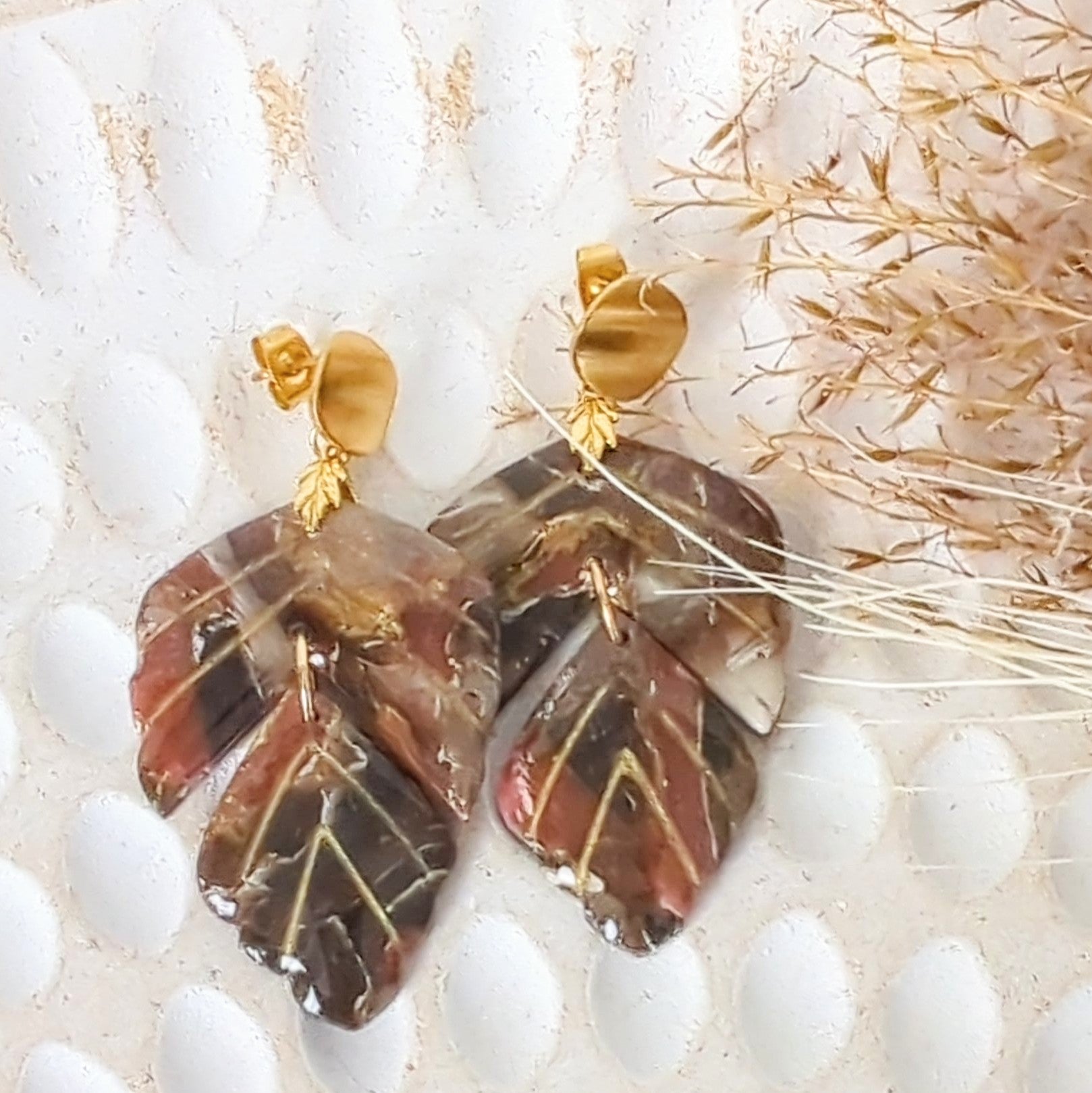 Autumn Leaves, Polymer Clay Earrings.