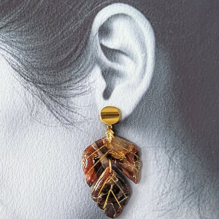 Autumn Leaves, Polymer Clay Earrings.