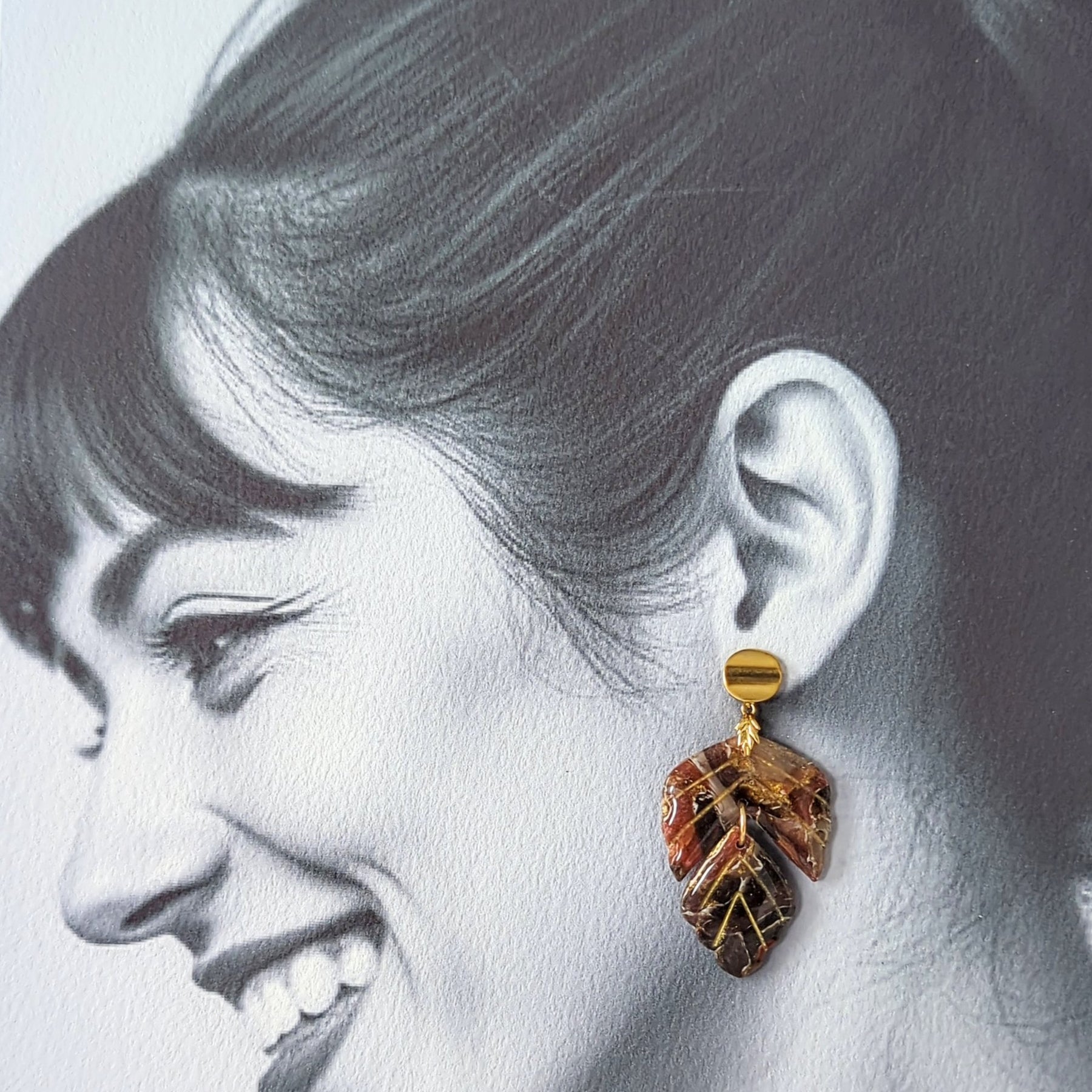 Autumn Leaves, Polymer Clay Earrings.