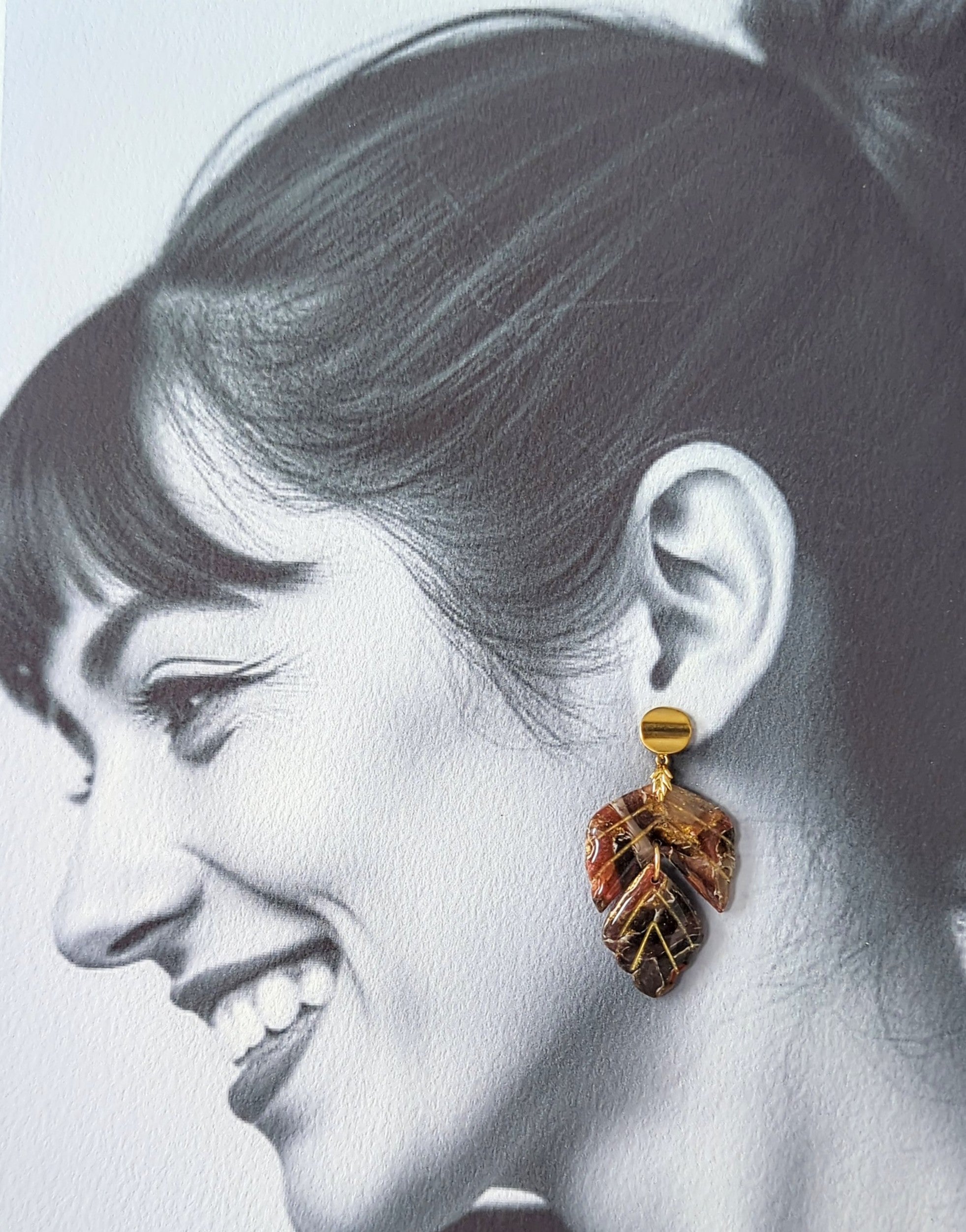 Autumn Leaves, Polymer Clay Earrings.