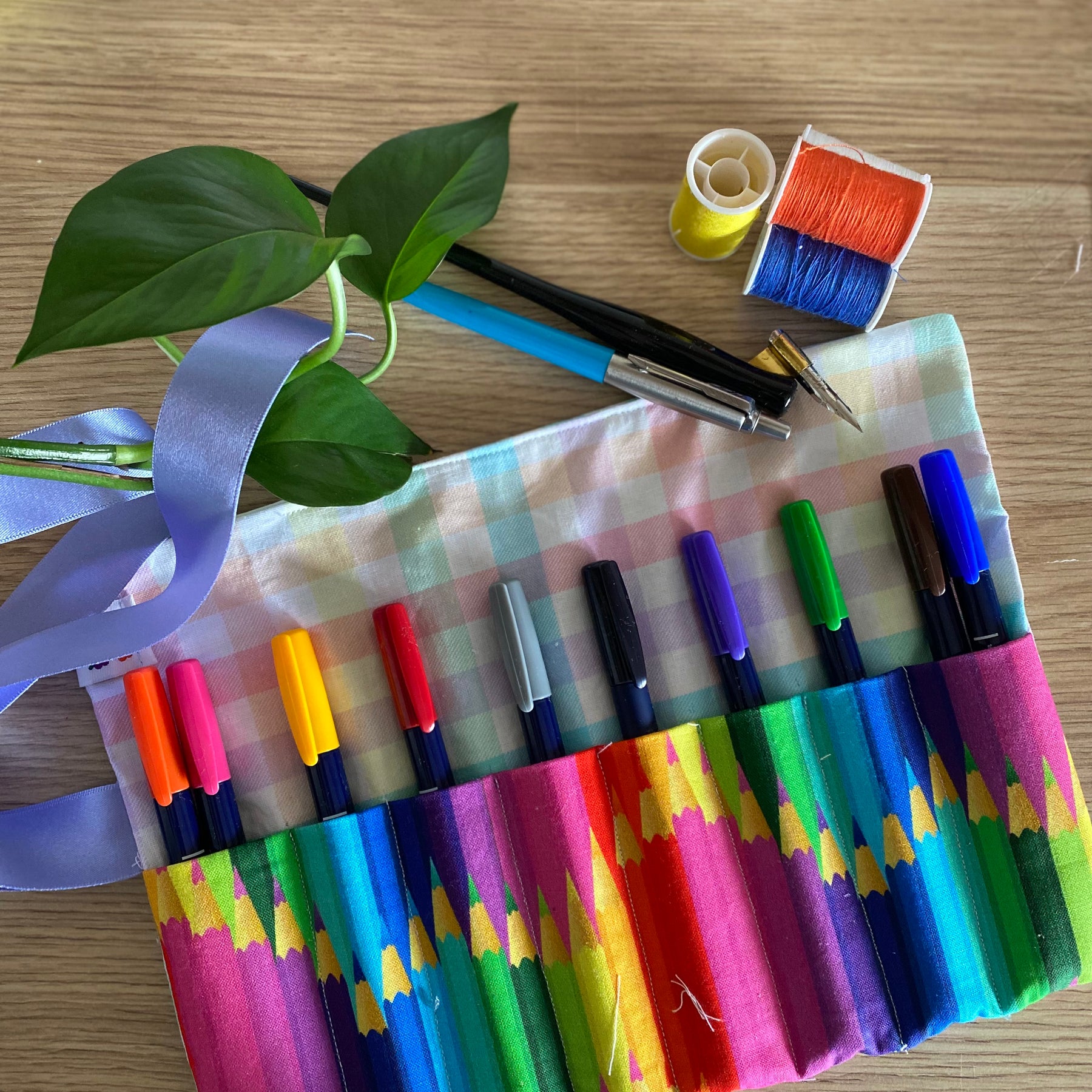 Rainbow Pencil Roll | Colourful Pencil Holder | Artist Organiser | Gift for Artists