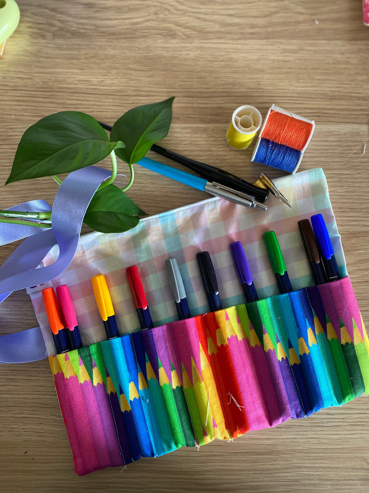 Rainbow Pencil Roll | Colourful Pencil Holder | Artist Organiser | Gift for Artists