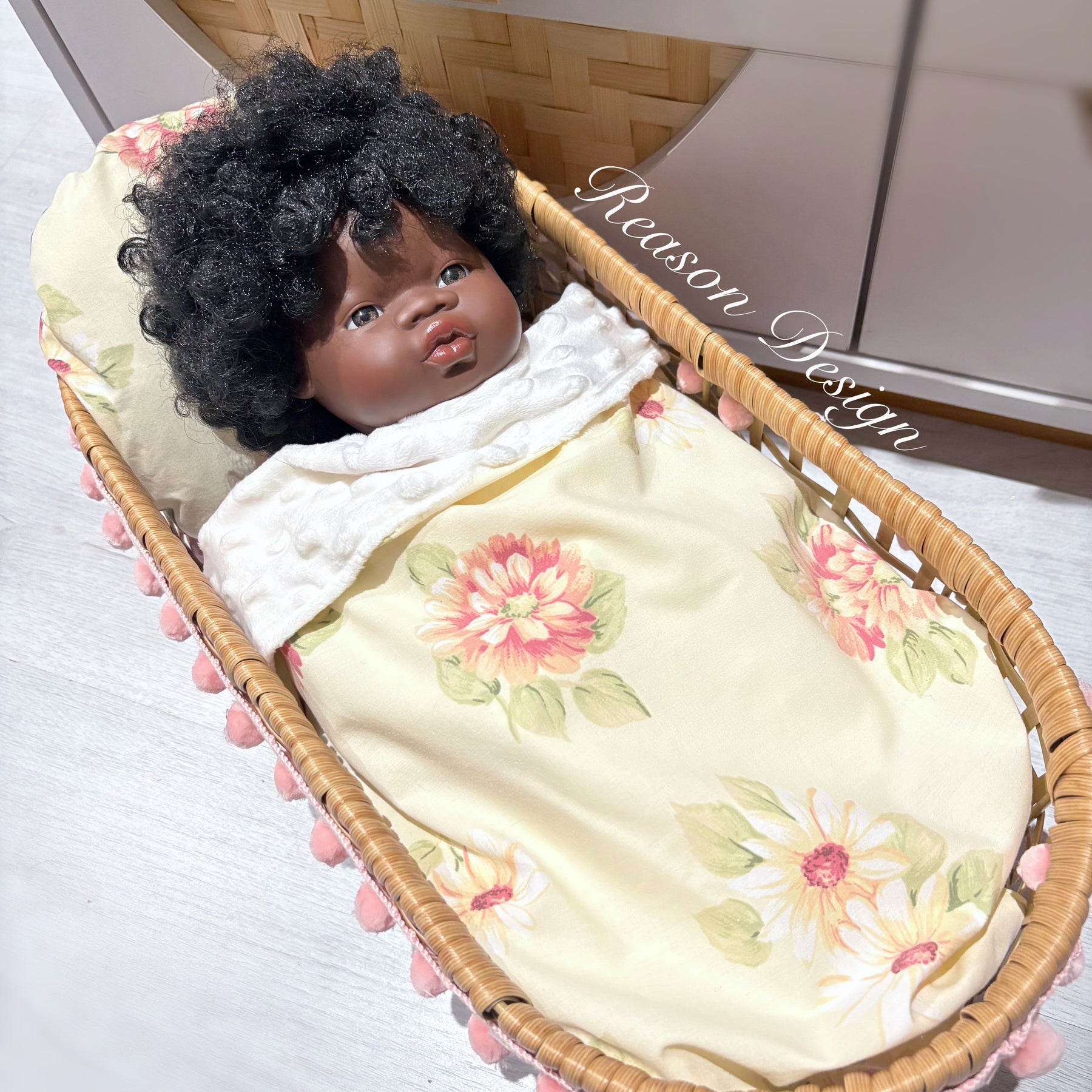 Handmade Doll Bedding Set – Fits Kmart & Target Doll Pram/Bassinet | Pillow & Minky Blanket | Toy Nursery Accessories
