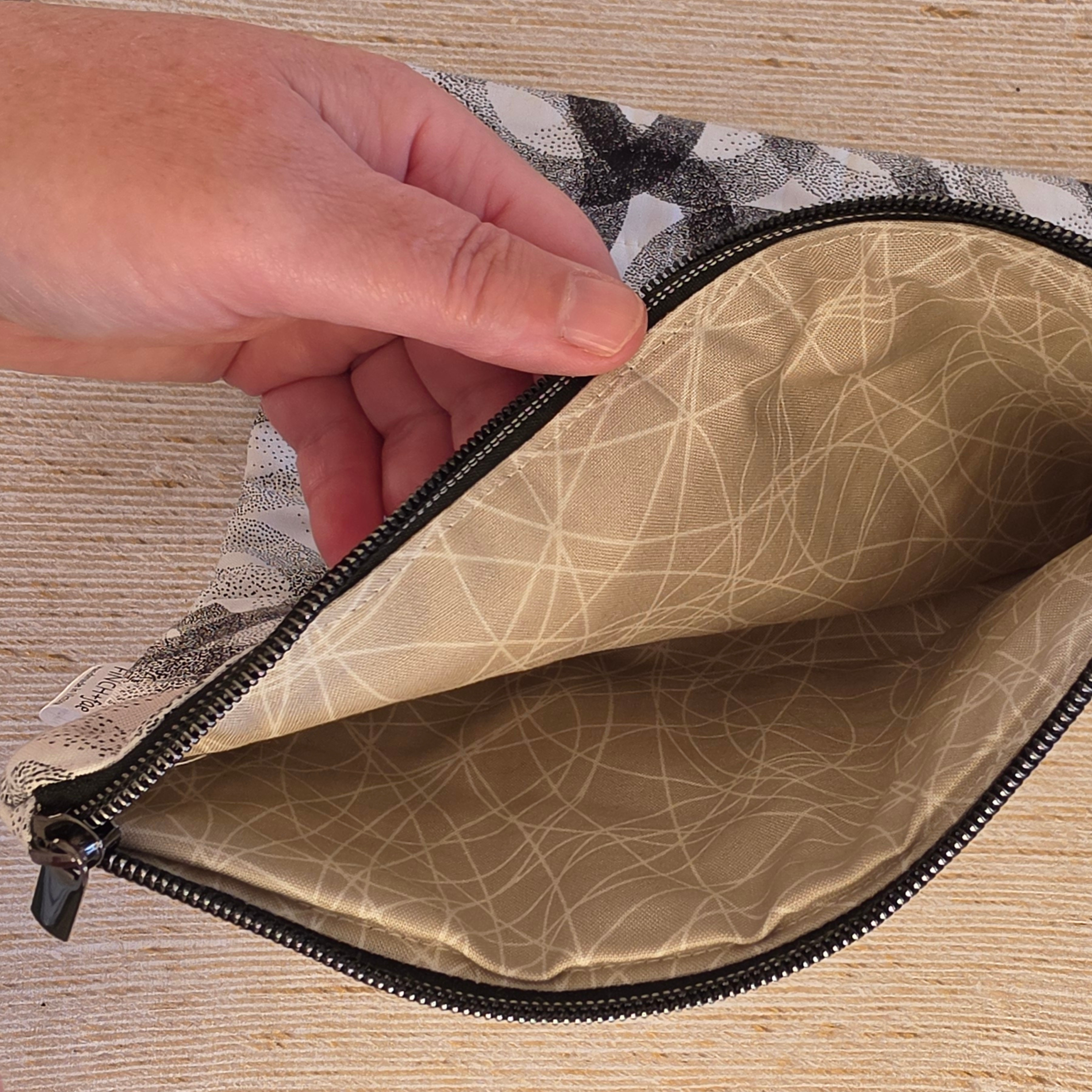 Neutral Geometric designs - book or 11" tablet sleeve, handmade