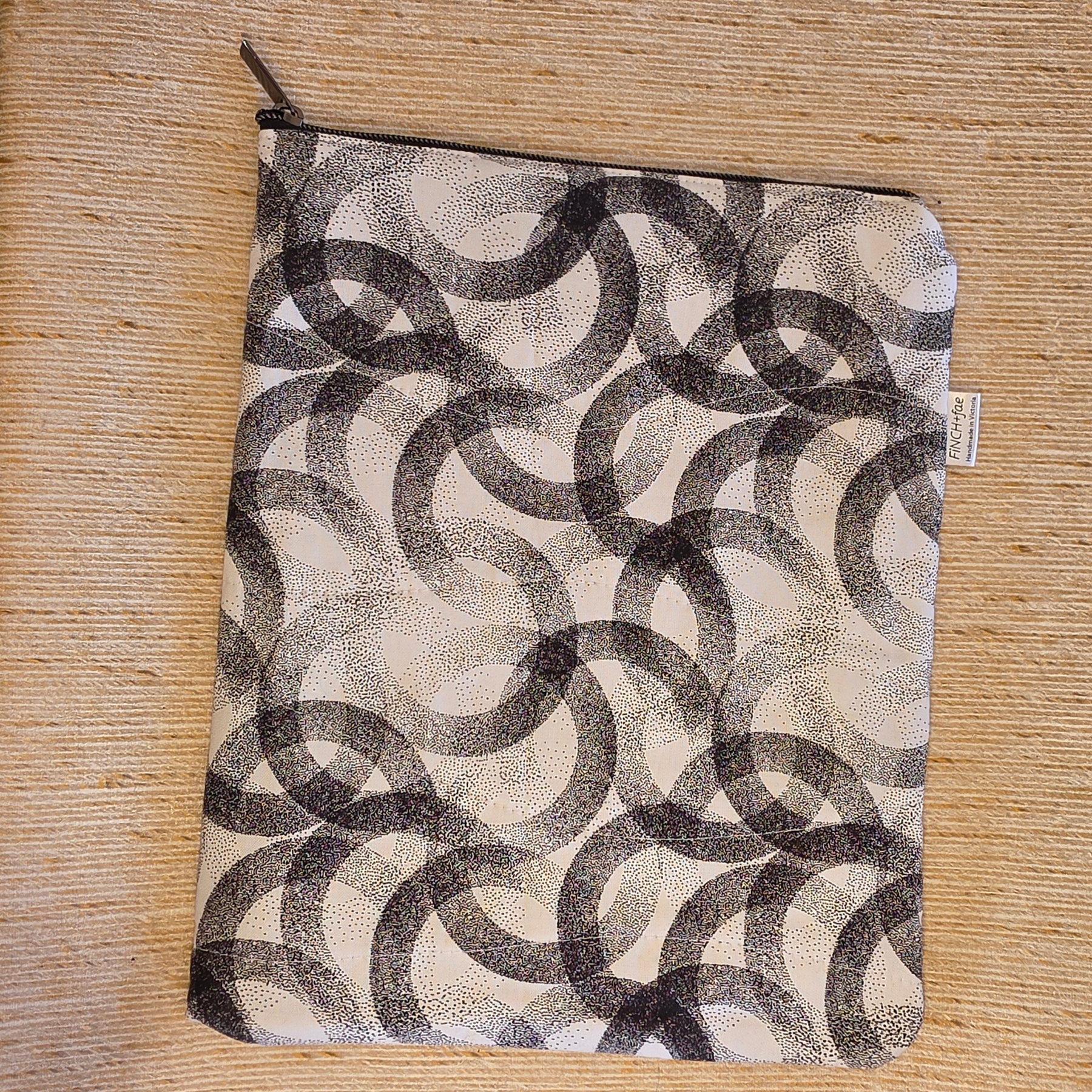 Neutral Geometric designs - book or 11" tablet sleeve, handmade