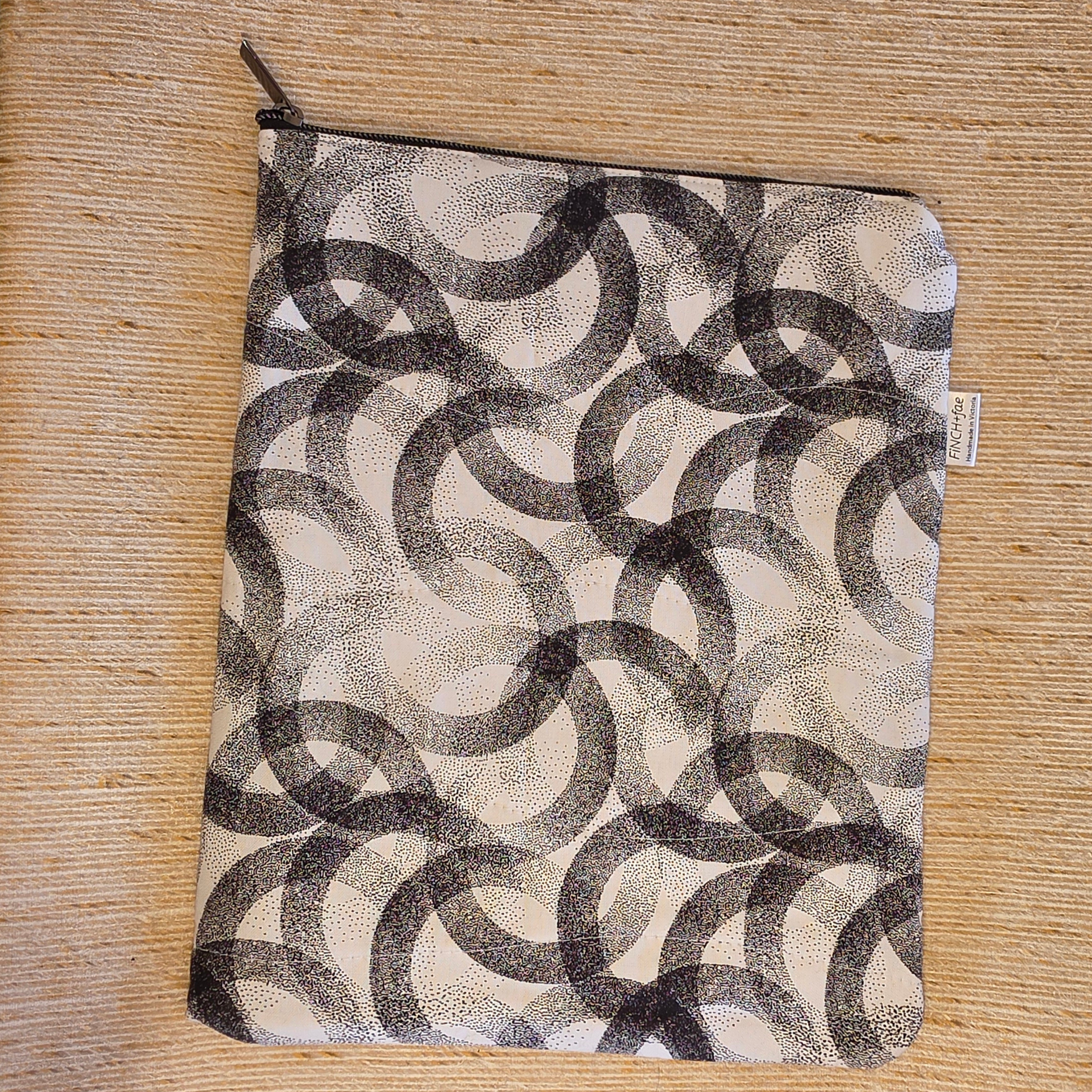 Neutral Geometric designs - book or 11" tablet sleeve, handmade