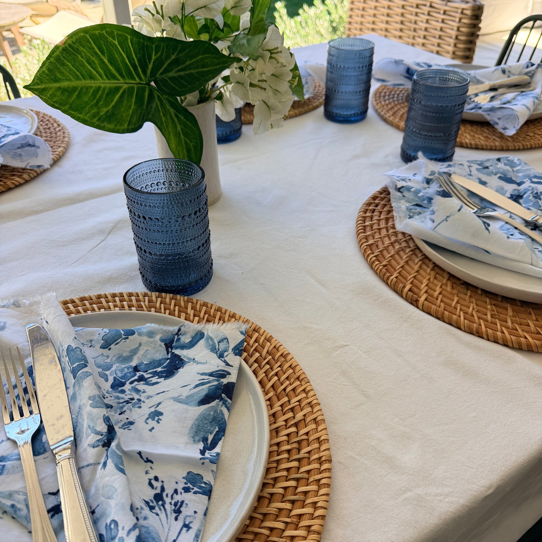 Pair of Napkins - Blue and White Botanical