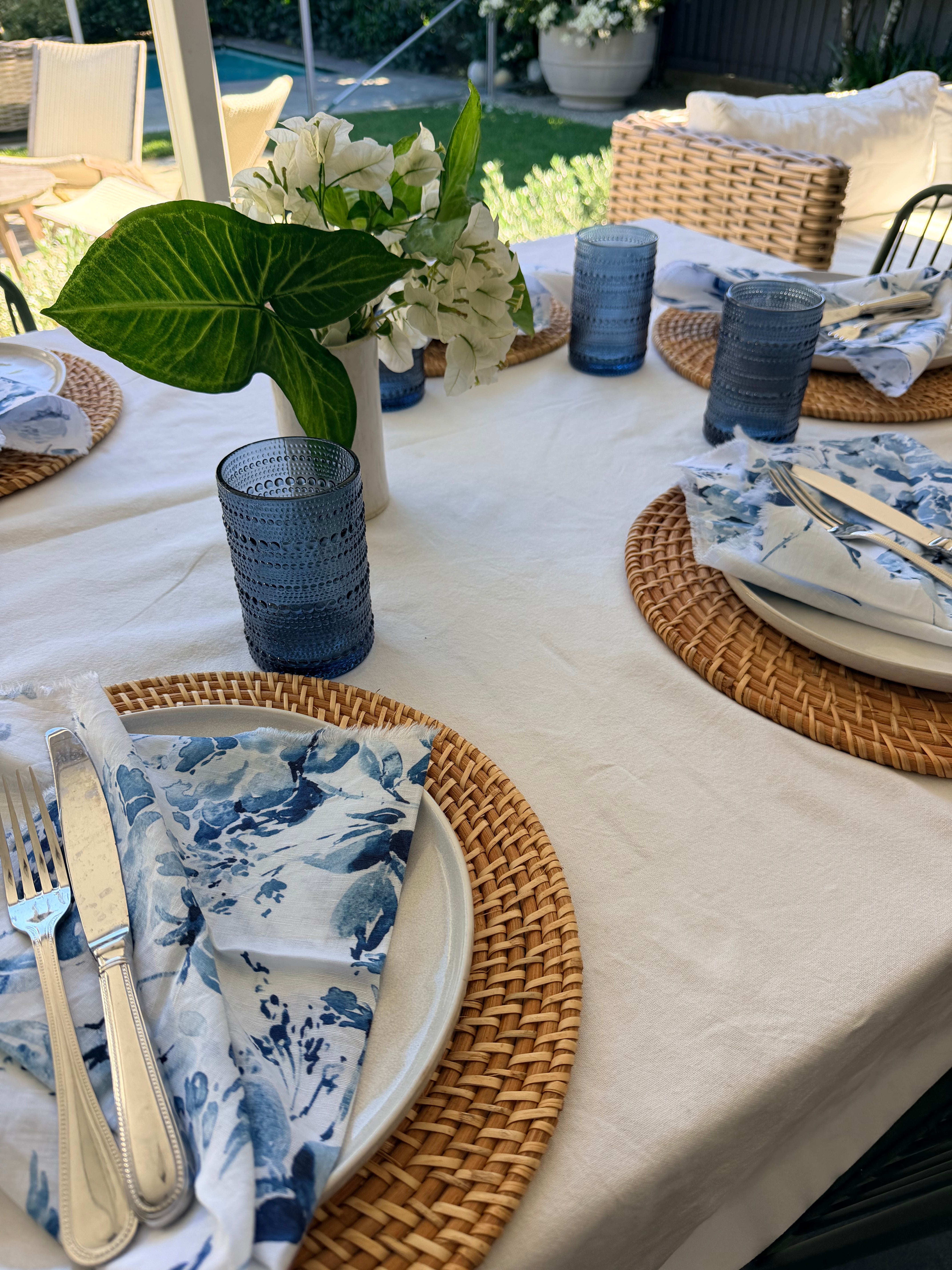 Pair of Napkins - Blue and White Botanical
