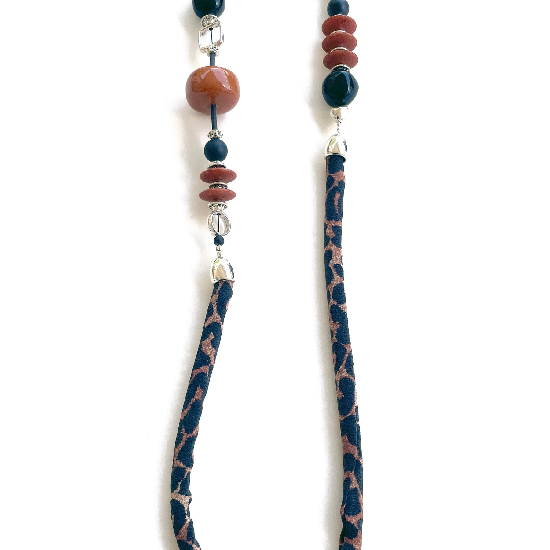 Necklace Animal Print Silk Vintage beads:  SCE-12