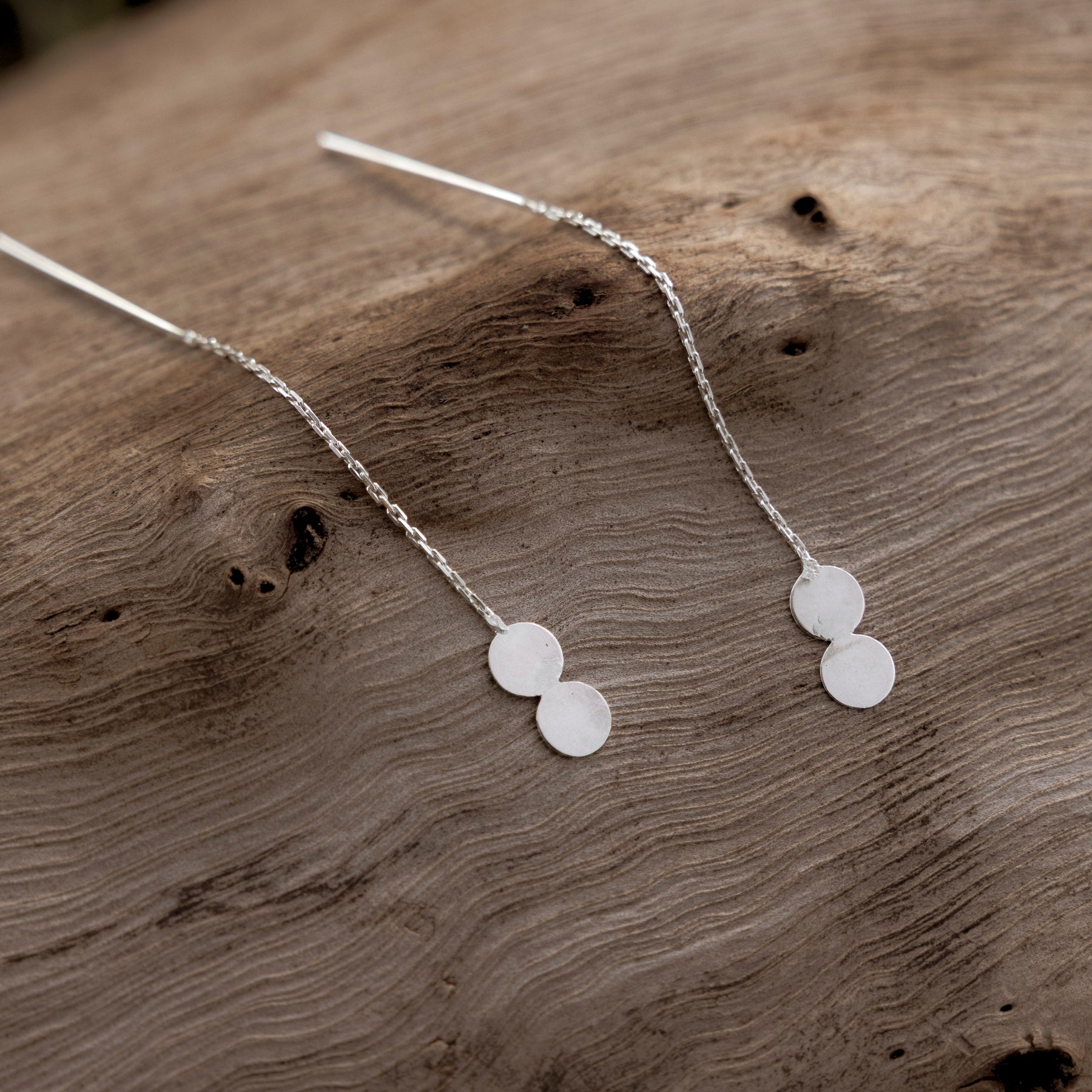 Sterling Silver Double Dot Threader Earrings