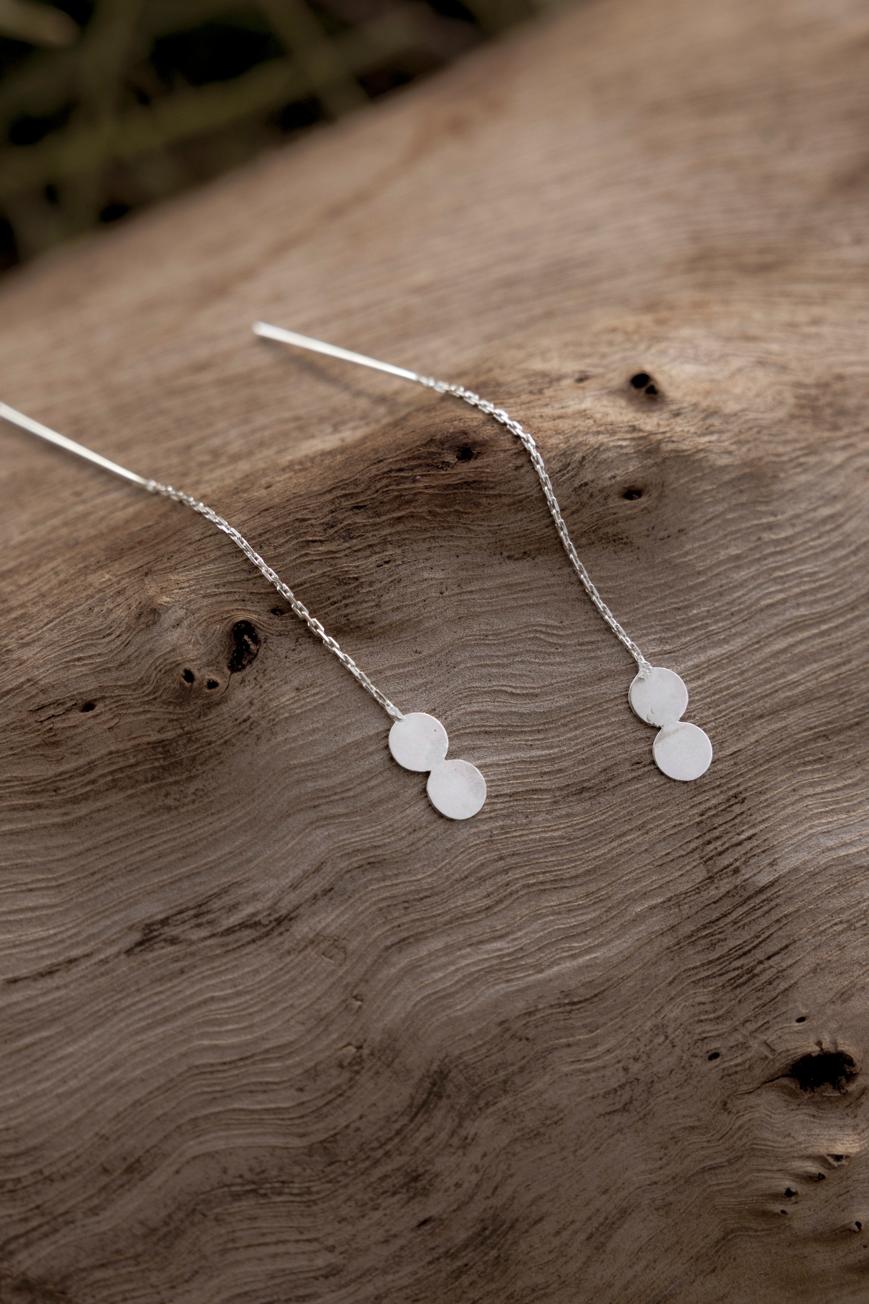Sterling Silver Double Dot Threader Earrings