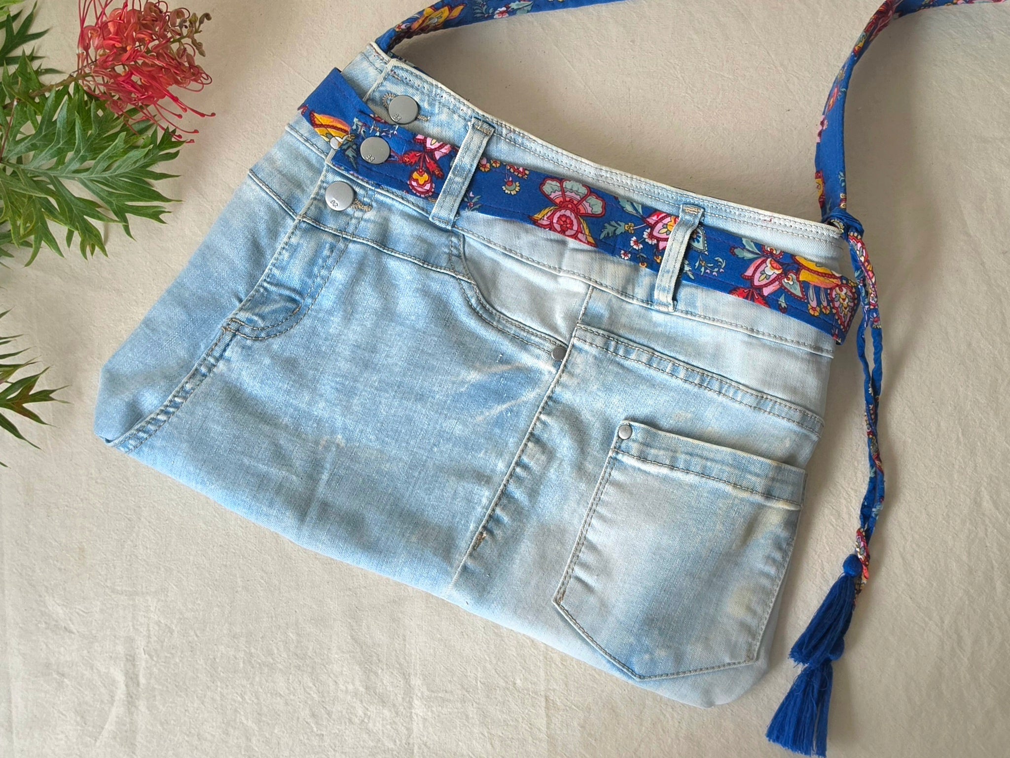 Upcycled Jeans Handbag| Denim & Upcycled Fabrics