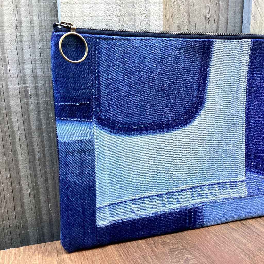 Upcycled Denim Pencil case – Scrappy Denim Blue