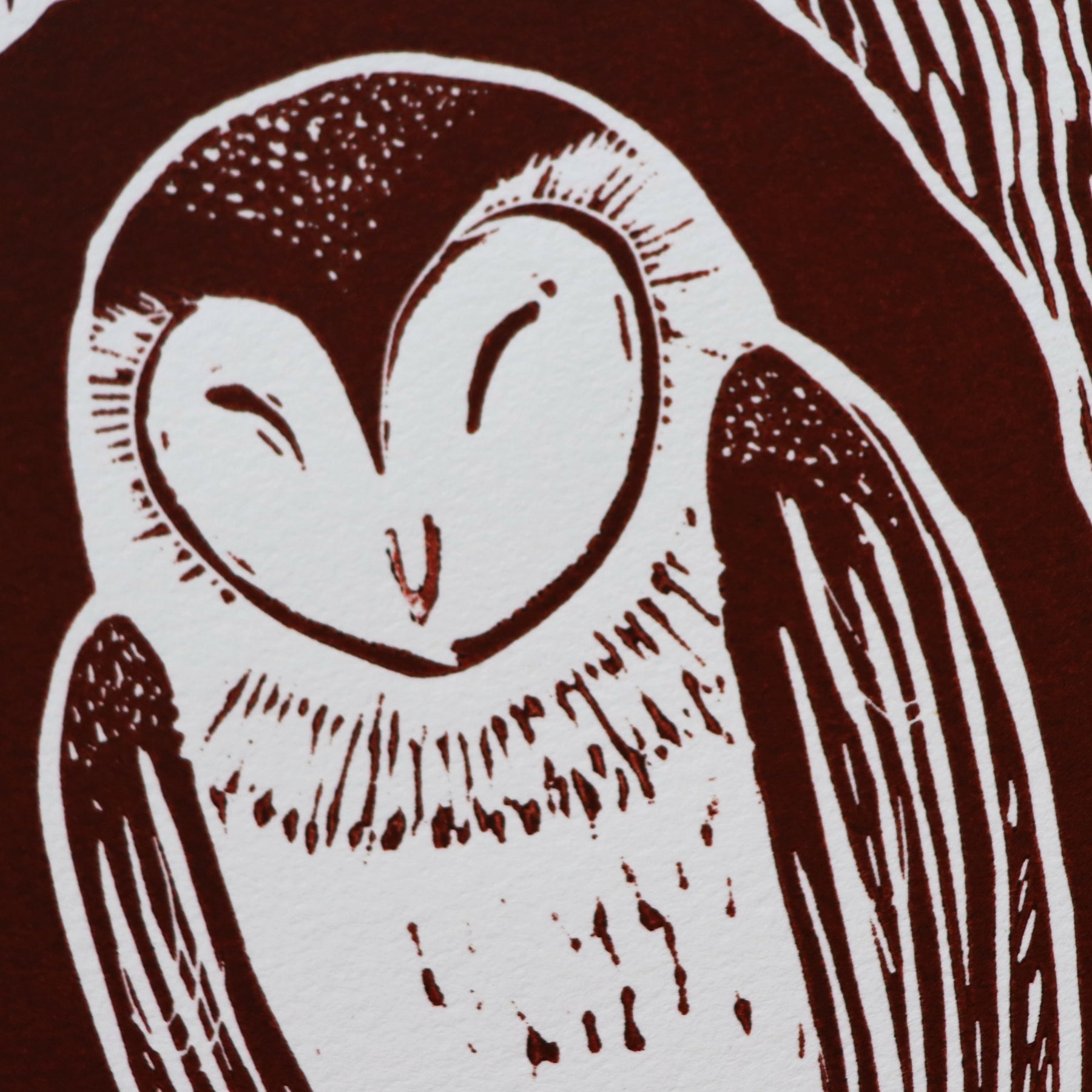 'Masked Owl' Original Linocut