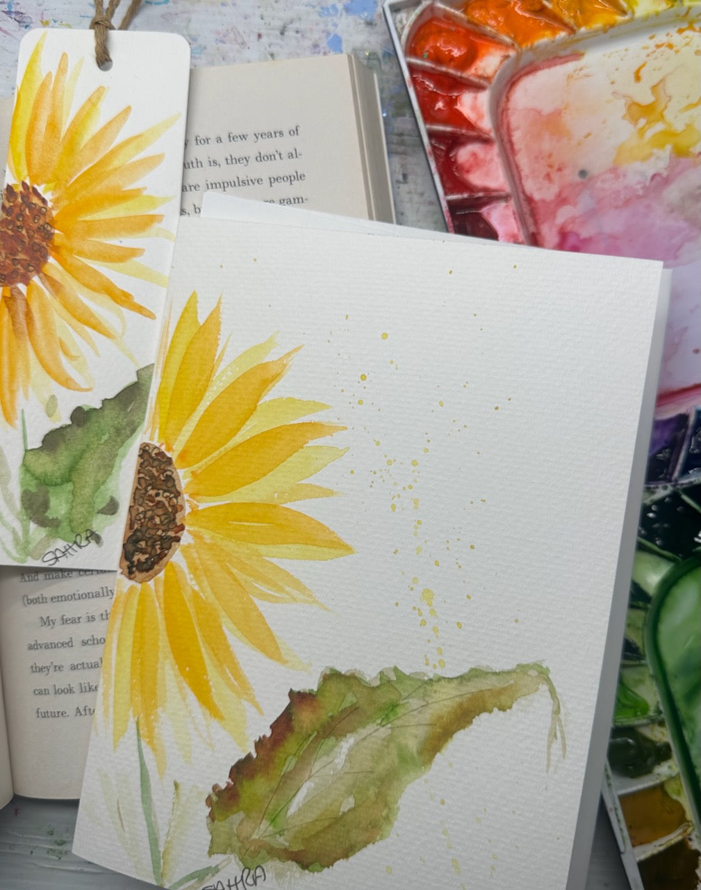 Hand Painted Greeting Card & Bookmark