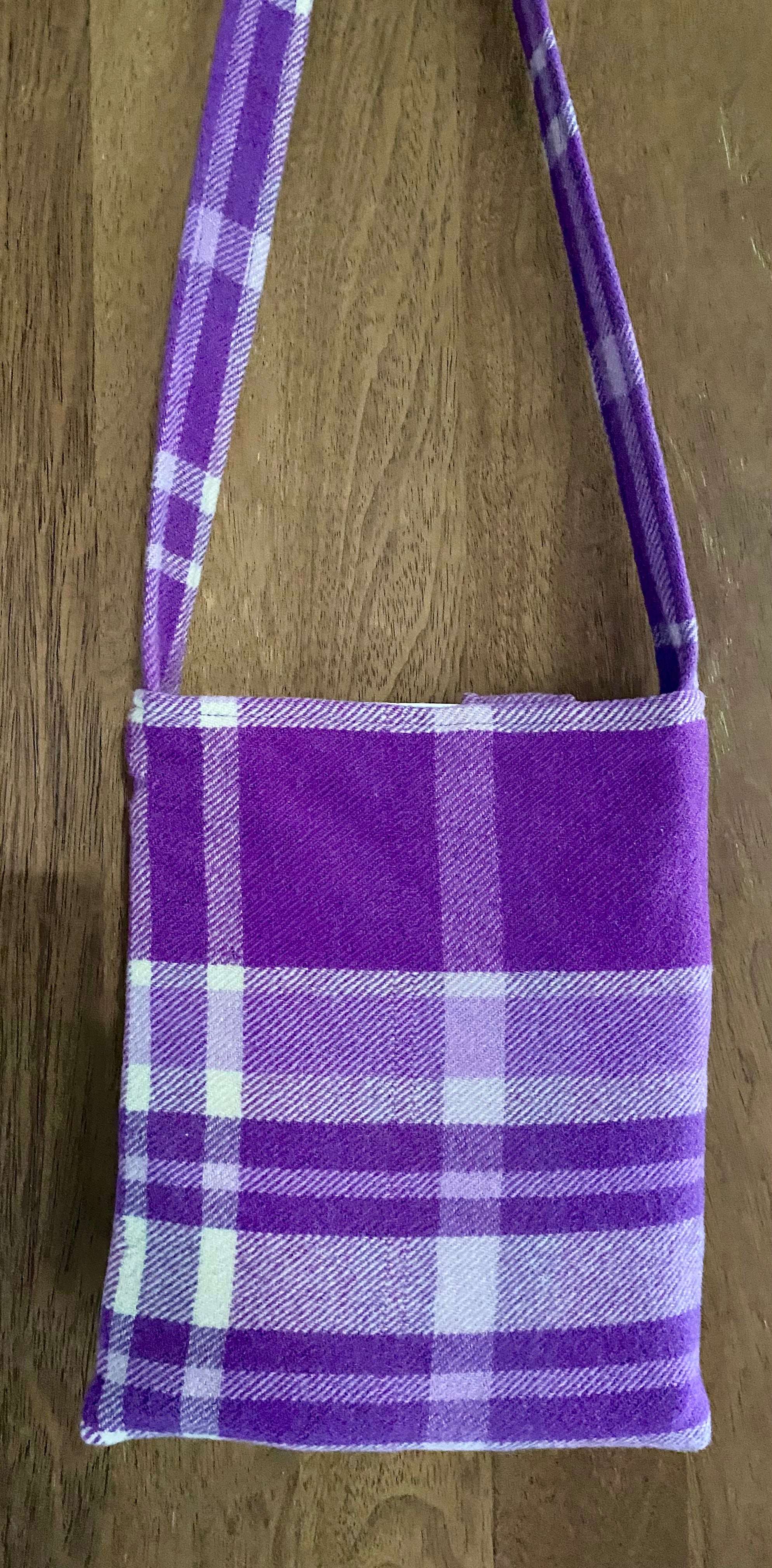 Upcycled Woollen Blanket - Cross Body Bag - Purple
