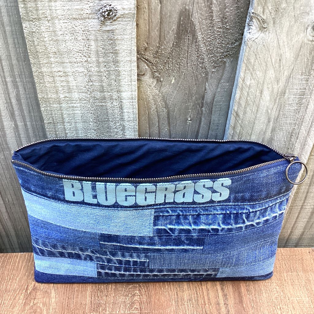 Large Upcycled Denim Pencil Case – Bluegrass