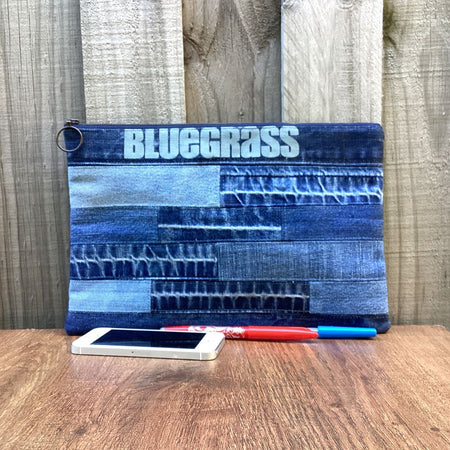 Large Upcycled Denim Pencil Case – Bluegrass