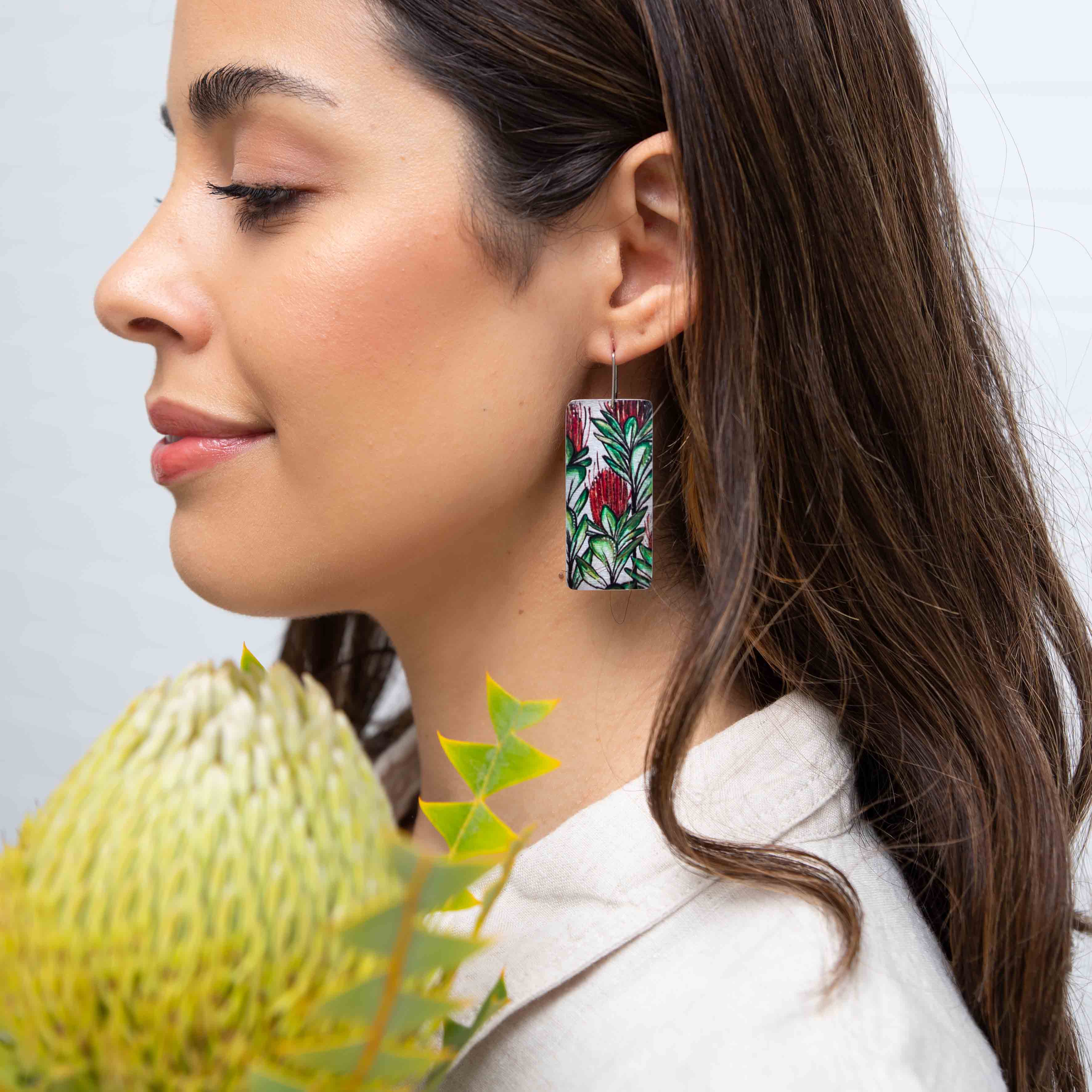 Rectangle Banksia Earrings